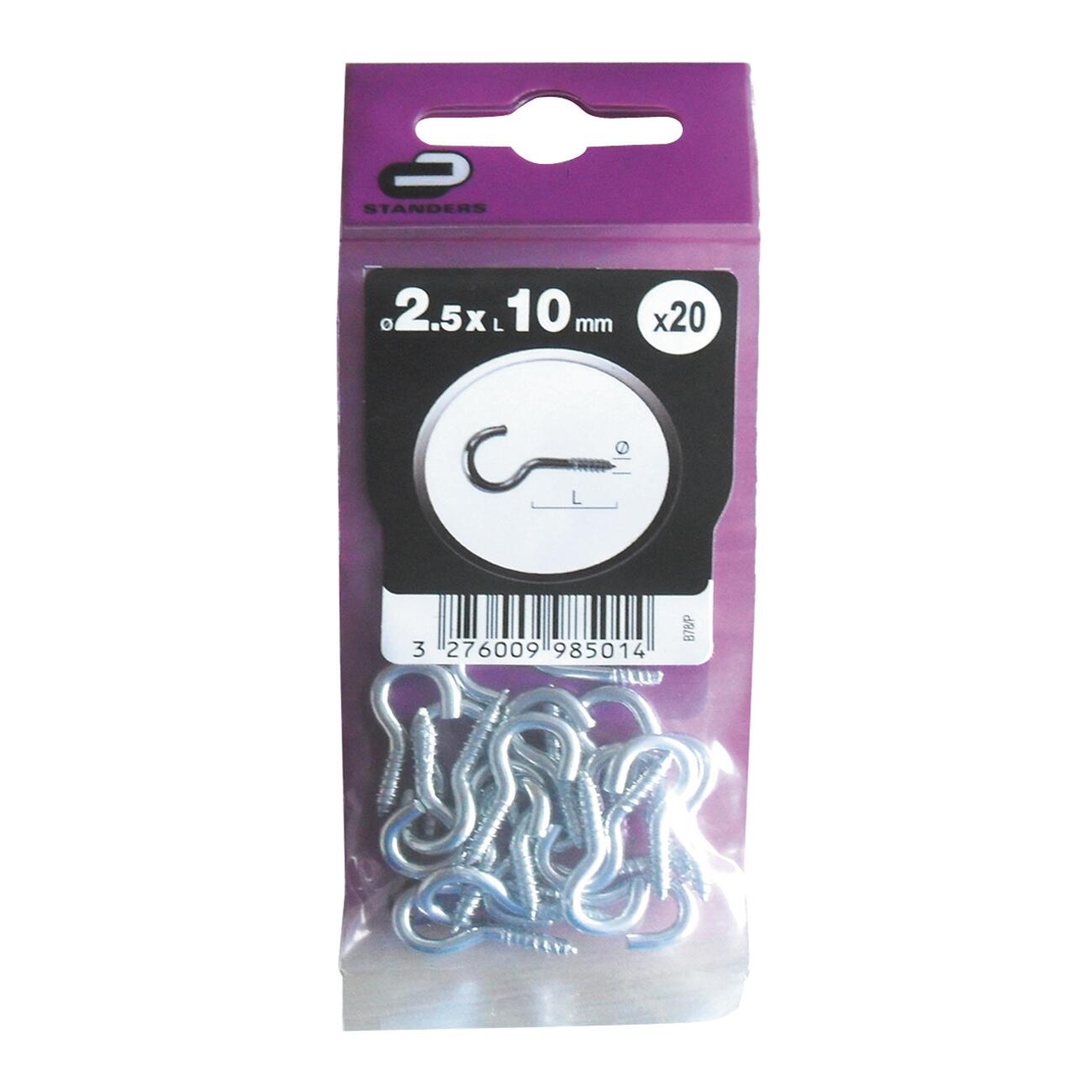 Occhiolo a vite aperto in acciaio zincato grigio / argento L 10 x Ø 2.5 mm 20 pezzi