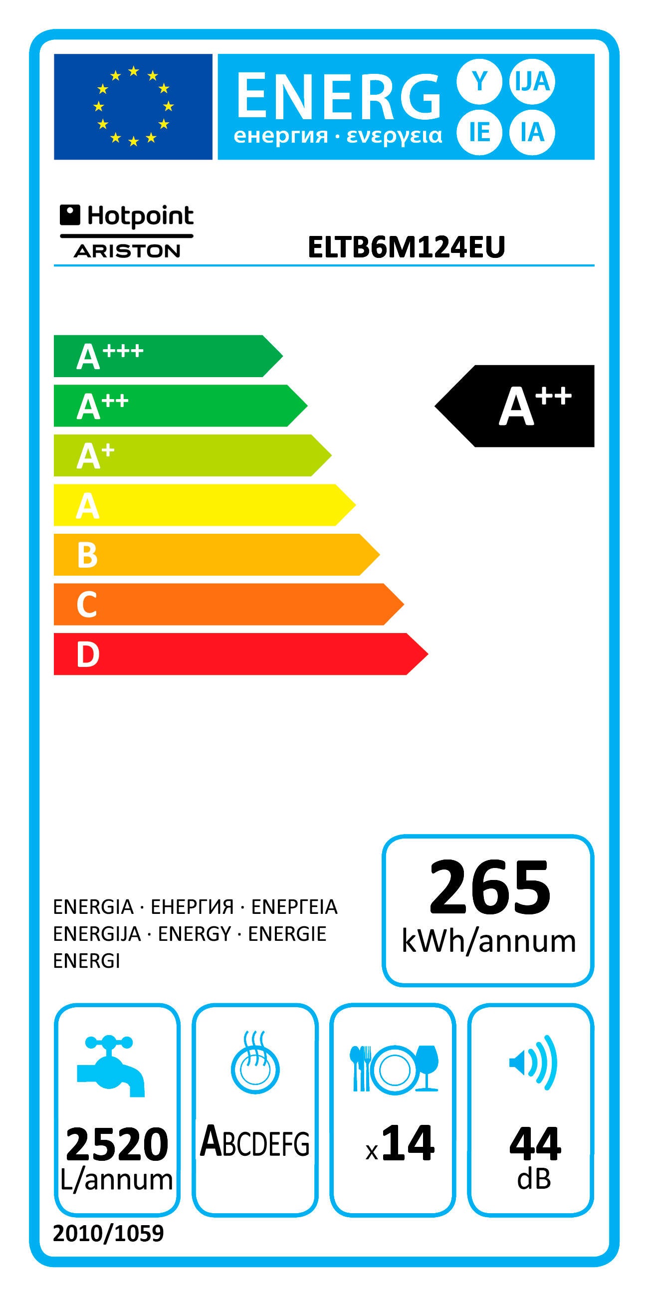 Lavastoviglie a incasso 7 programmi HOTPOINT HIC 3C 24