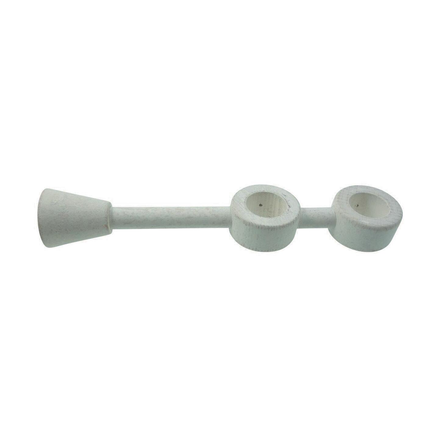 Supporto doppia chiuso Ø28mm Aspen in legno bianco decapato 24cm