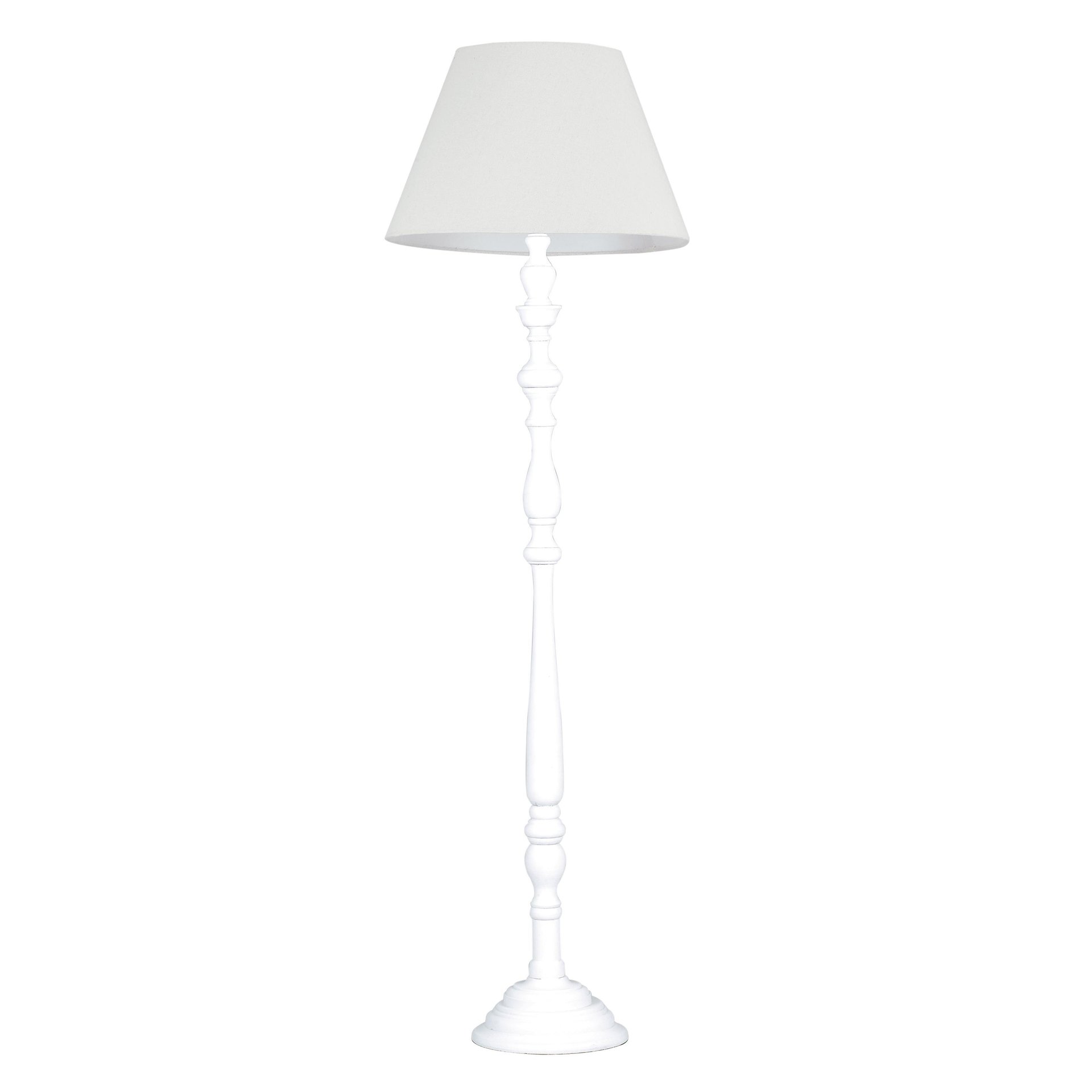 Lampada da terra Bourlesque bianco, in legno, con paralume in tessuto, H 155 cm, MAX60W LUCE AMBIENTE DESIGN