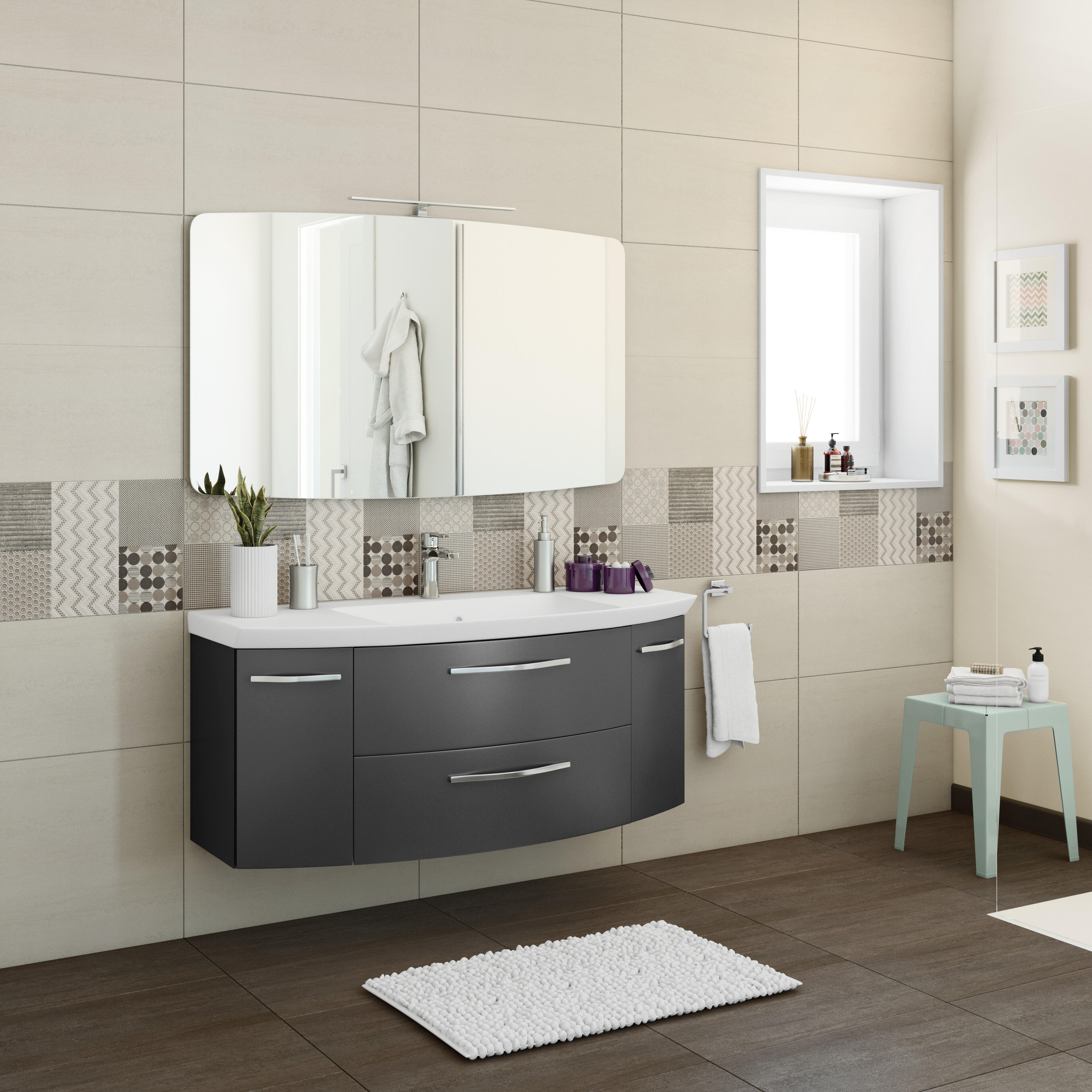 Mobile Bagno Cassca Grigio Ferro L 121 Cm Leroy Merlin