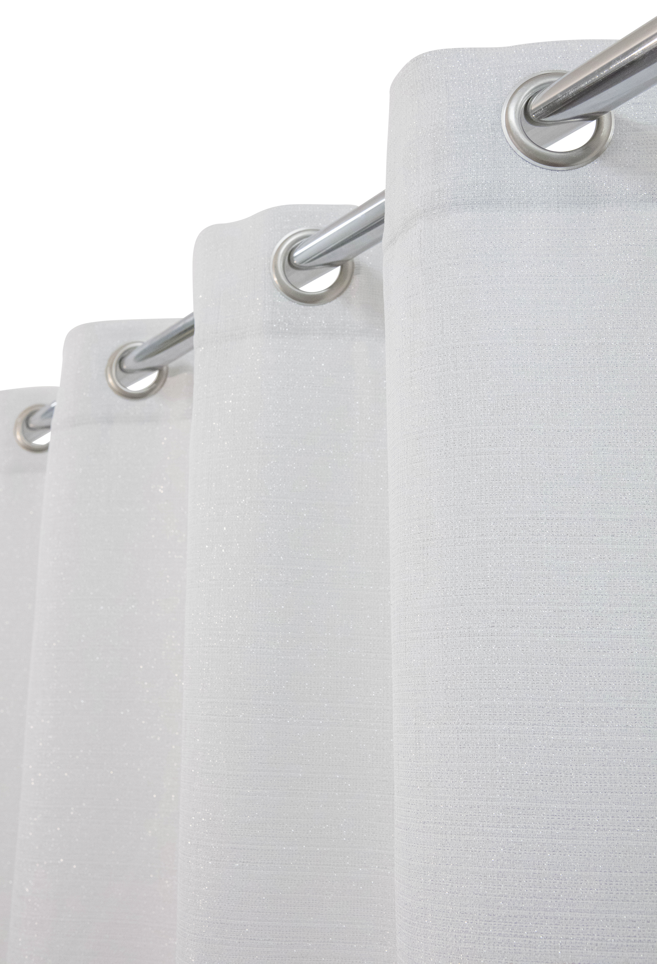 Atout Ciel Tenda In Voile Stampata Argento Con Occhielli - 140x240 Cm, Bianco, Pronta Appendere, Lavabile In Lavatrice - 4