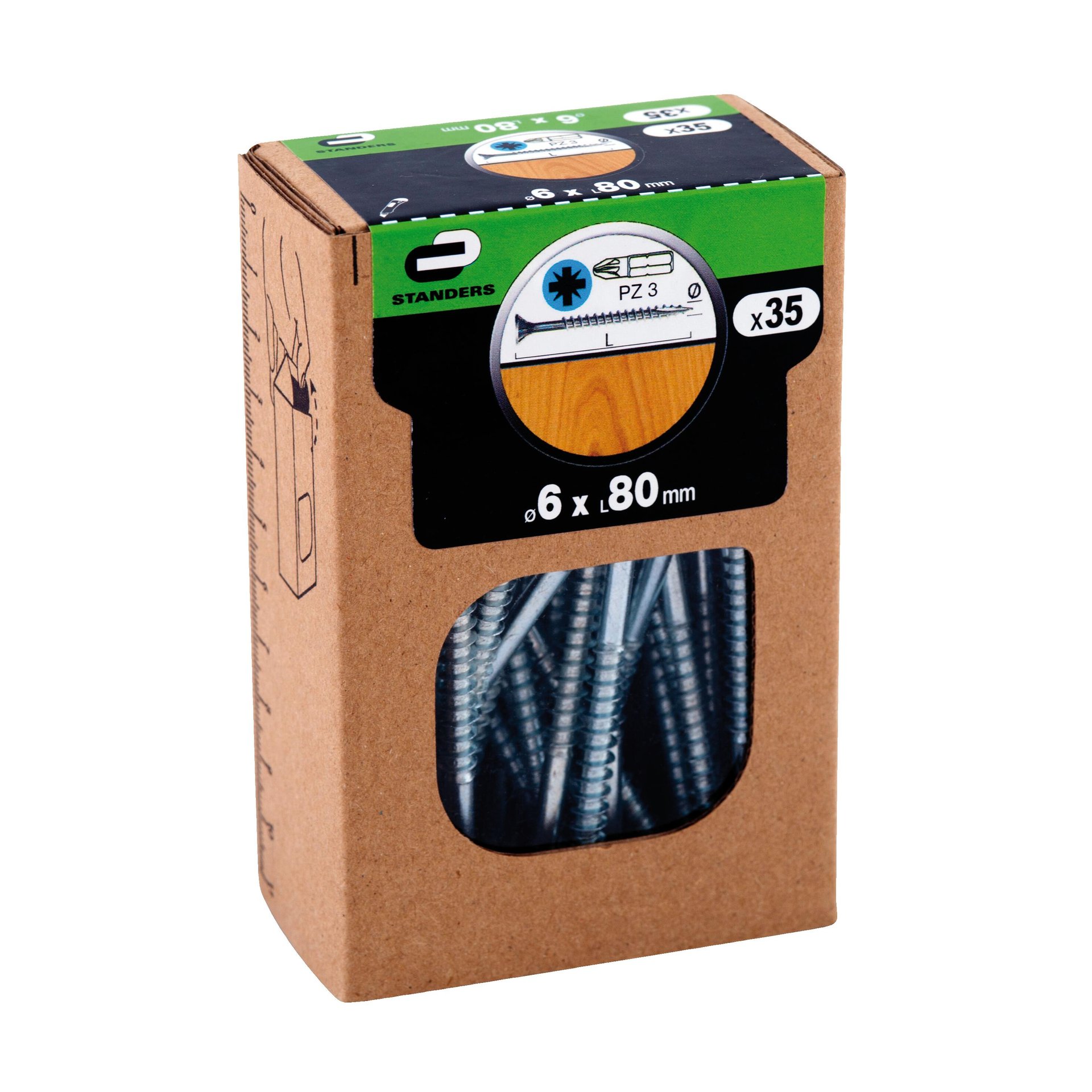 Vite per legno STANDERS impronta pozidriv testa fresata L 80 mm Ø 6 mm, 35 pezzi