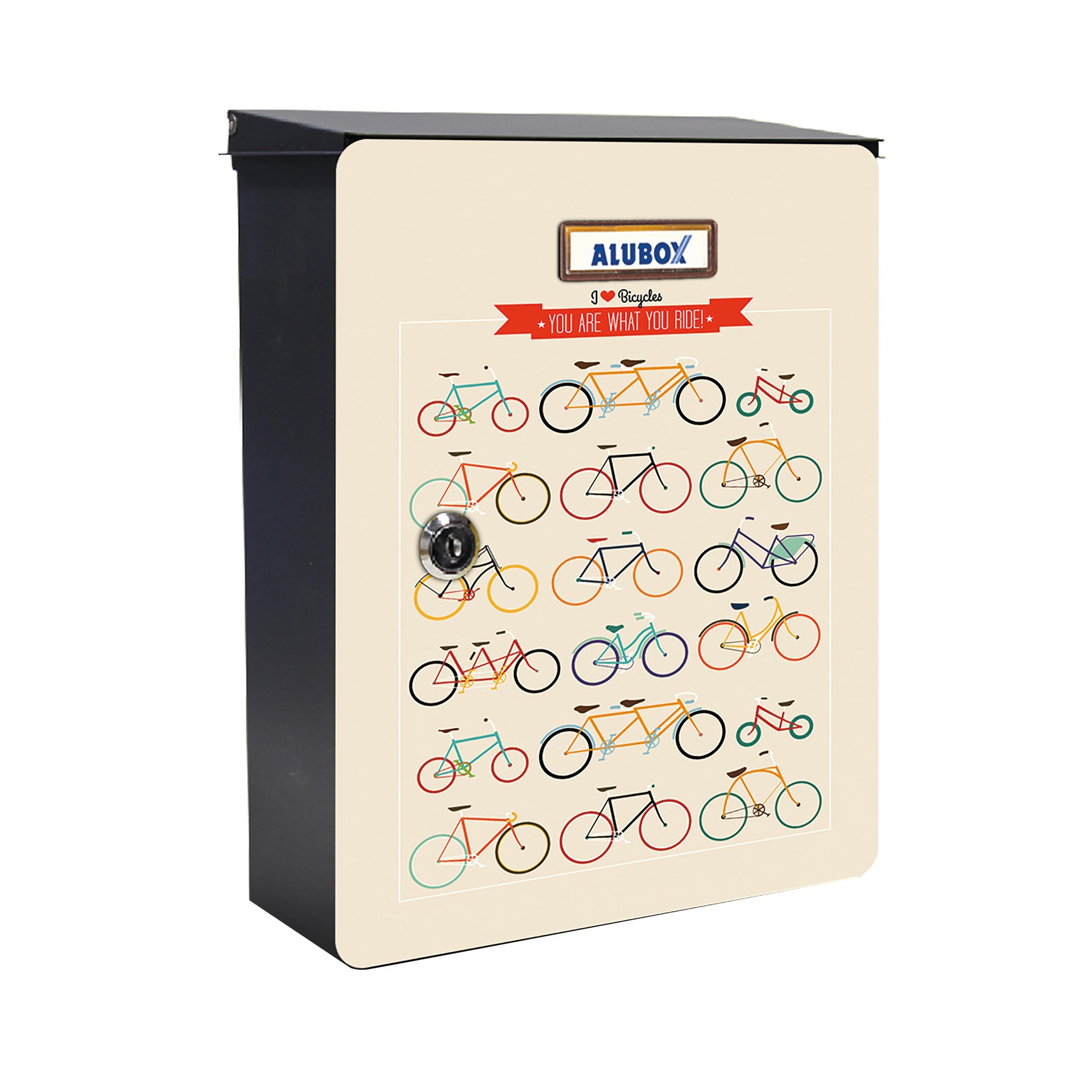Cover per cassetta postale ALUBOX Mia Biciclette in lamiera in acciaio L 27 x H 37 cm