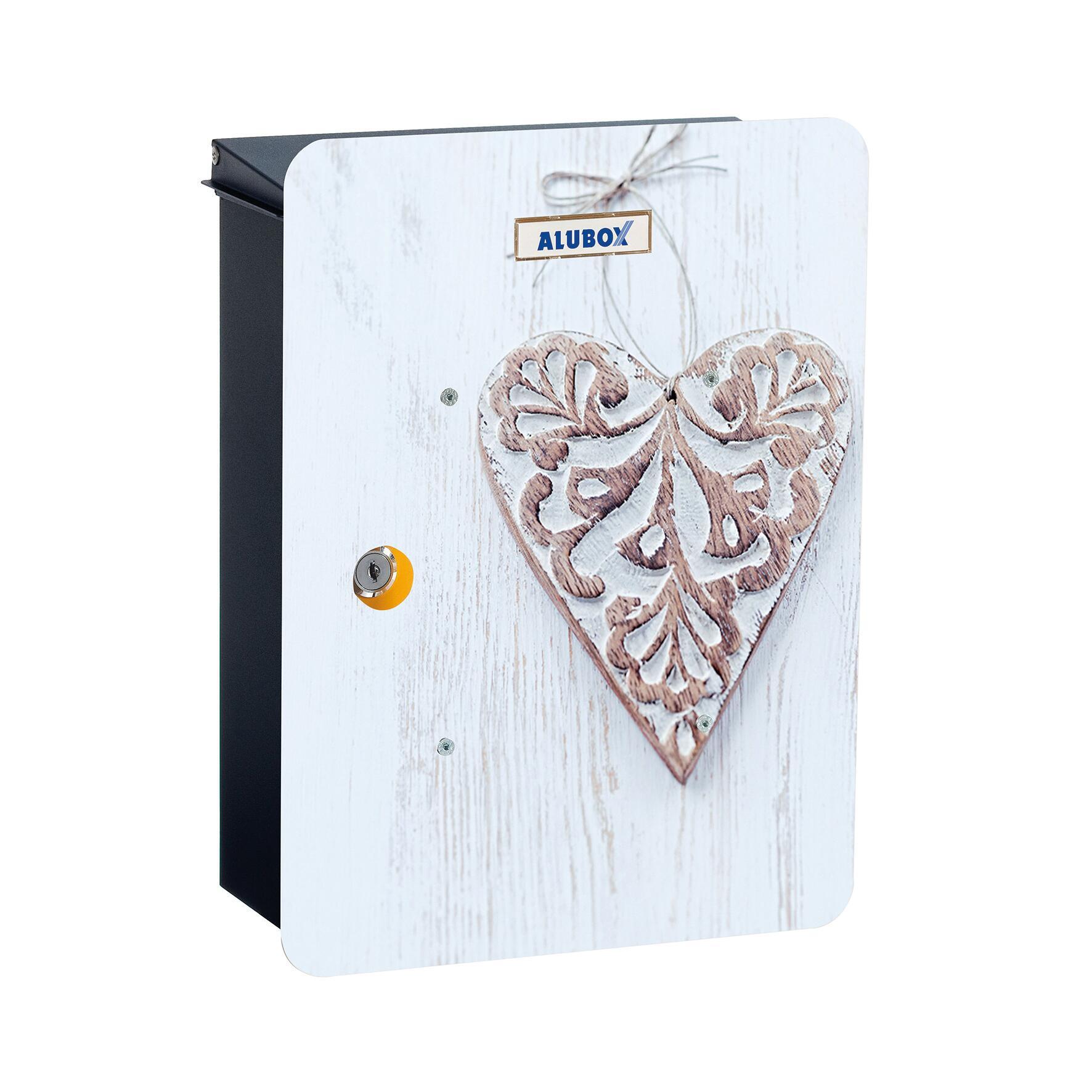 Cover per cassetta postale ALUBOX Mia Cuore in lamiera in acciaio L 27 x H 37 cm