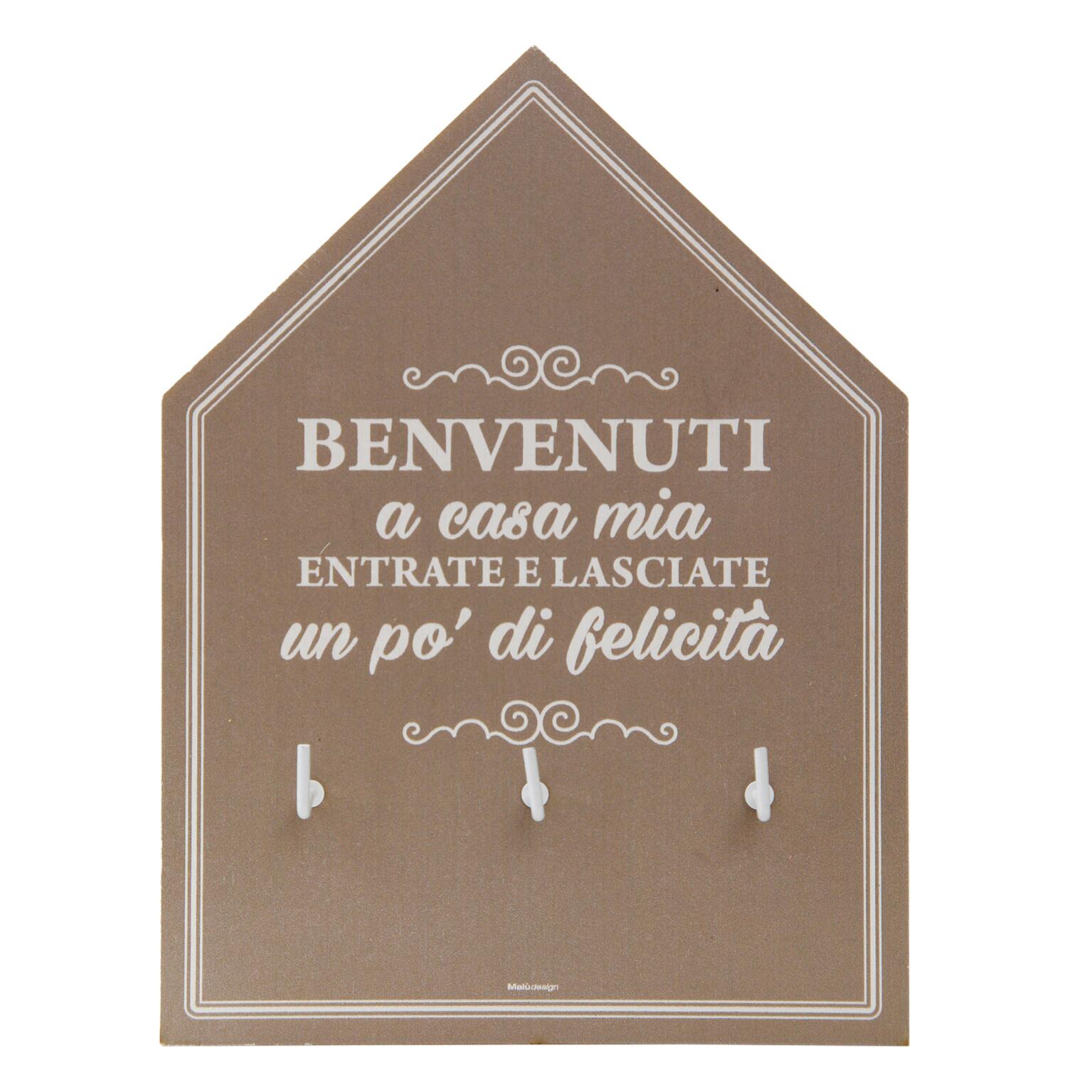 Casa dolce casa 3 ganci multicolore 200 x 150 mm x 1 cm
