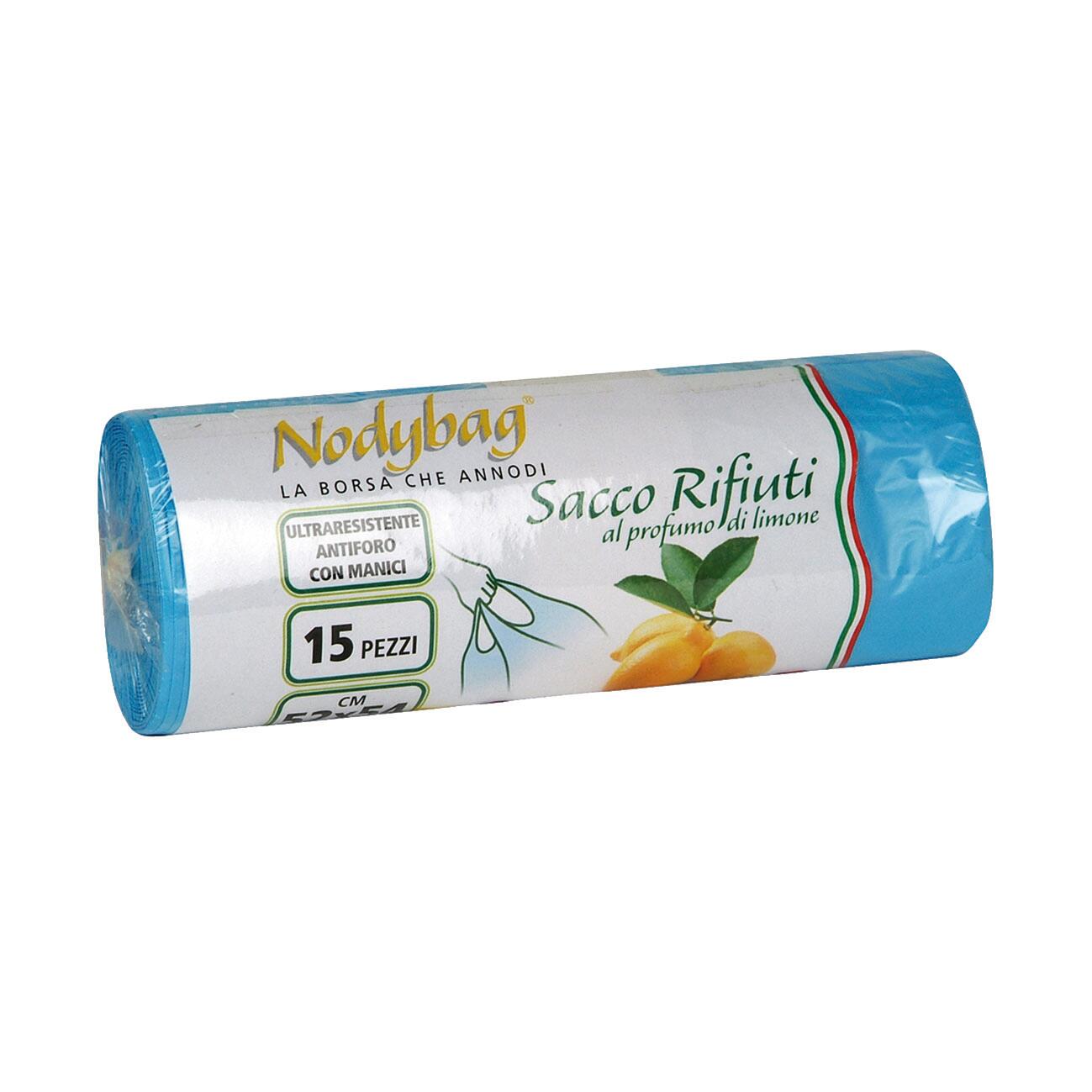 Sacchi spazzatura Nodybag Limone L 52 x H 54 cm 30 L azzurro 15 pezzi