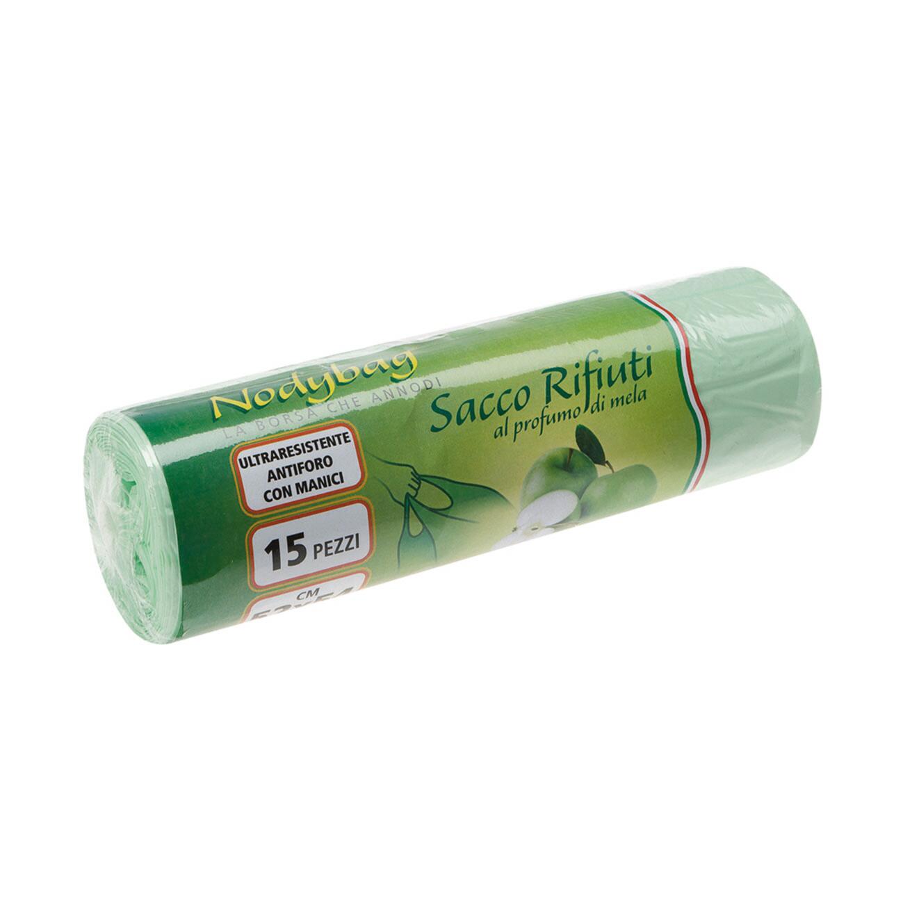 Sacchi spazzatura Nodybag mela L 52 x H 54 cm 30 L verde 15 pezzi