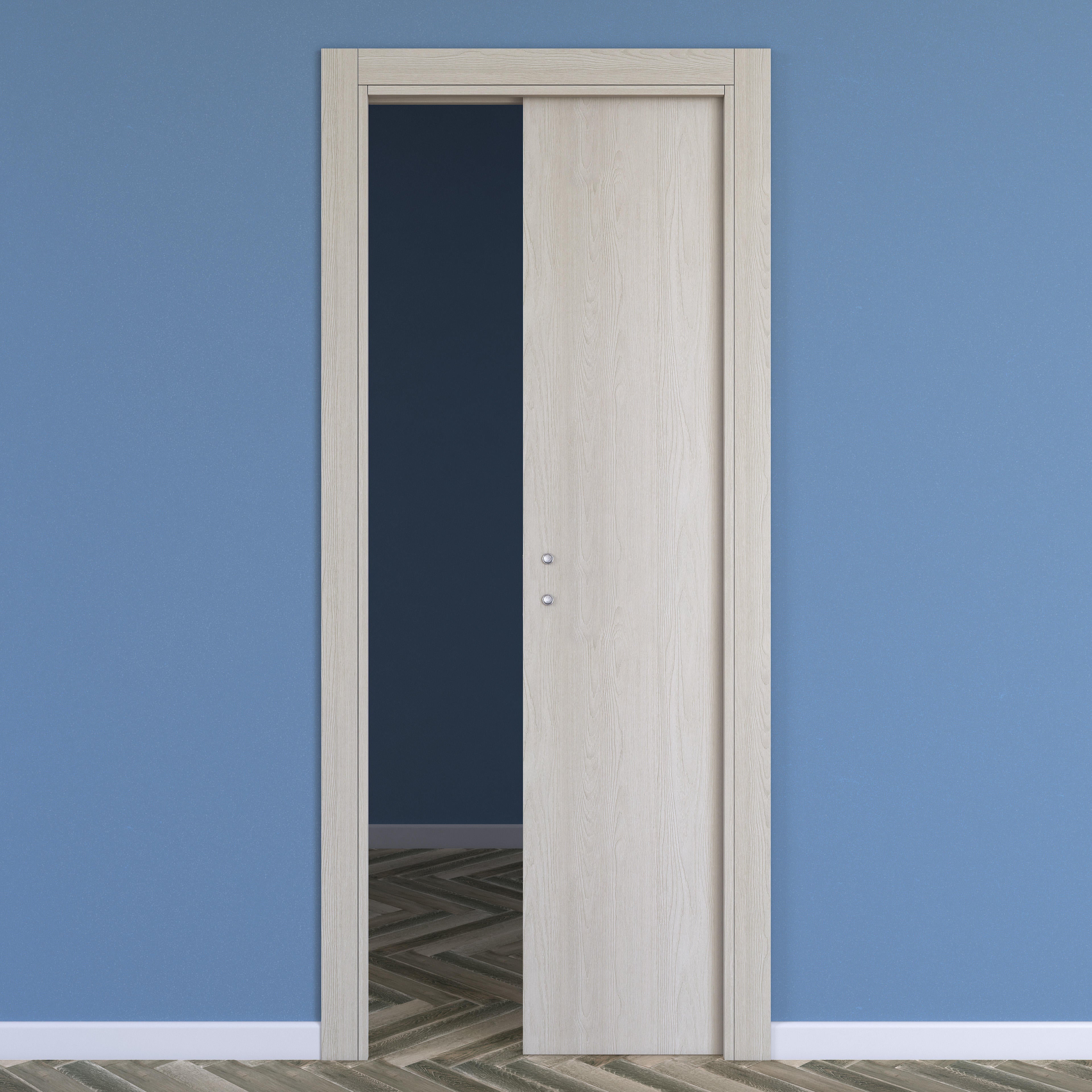 Pannello Porta Scorrevole A Scomparsa 100x230 Cm - Bianco, Senza Maniglia, Spessore 44 Mm - Foto 5