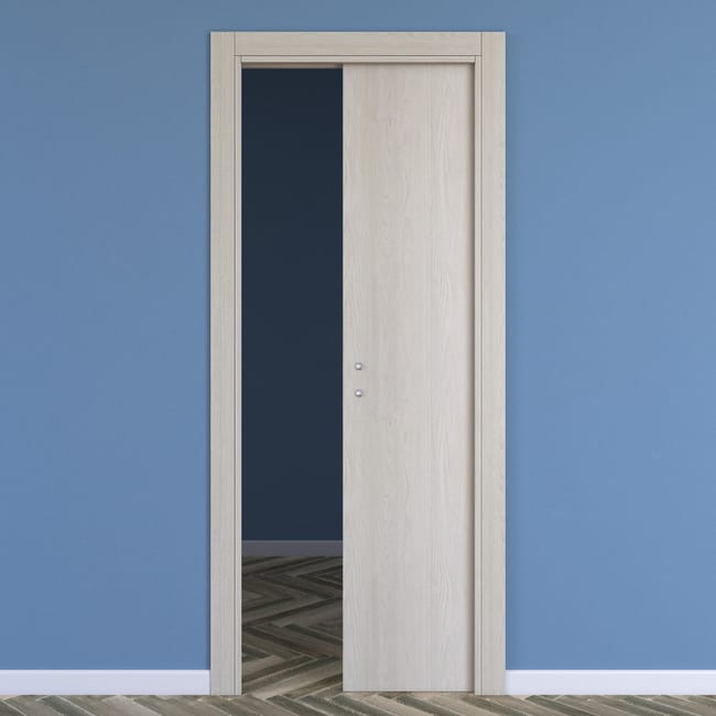 Pannello Porta Scorrevole A Scomparsa 100x230 Cm - Bianco, Senza Maniglia, Spessore 44 Mm - Foto 5