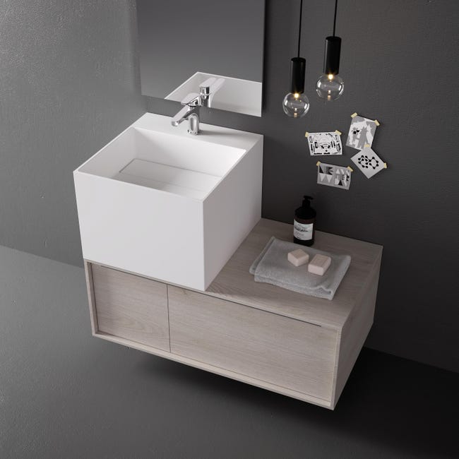 Lavabo Da Appoggio Quadrato Cube In Solid Surface L 45 X P 49 X H 14 Cm Bianco Leroy Merlin Lavelli Bagno Leroy Merlin