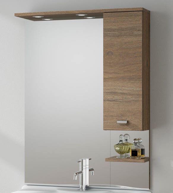 Specchio Contenitore Con Luce Rimini L 81 X P 18 5 X H 108 Cm Rovere Nabucco Laminato Leroy Merlin Leroy Merlin Specchi Contenitori Bagno