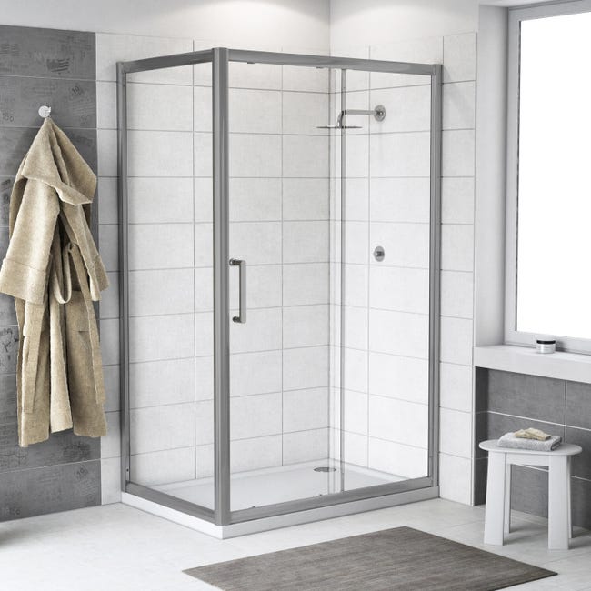 Box Doccia Angolare Porta Scorrevole E Lato Fisso Rettangolare Quad 110 X 70 Cm H 190 Cm In Vetro Temprato Spessore 6 Mm Trasparente Argento Leroy Merlin Box Doccia 110 X 70