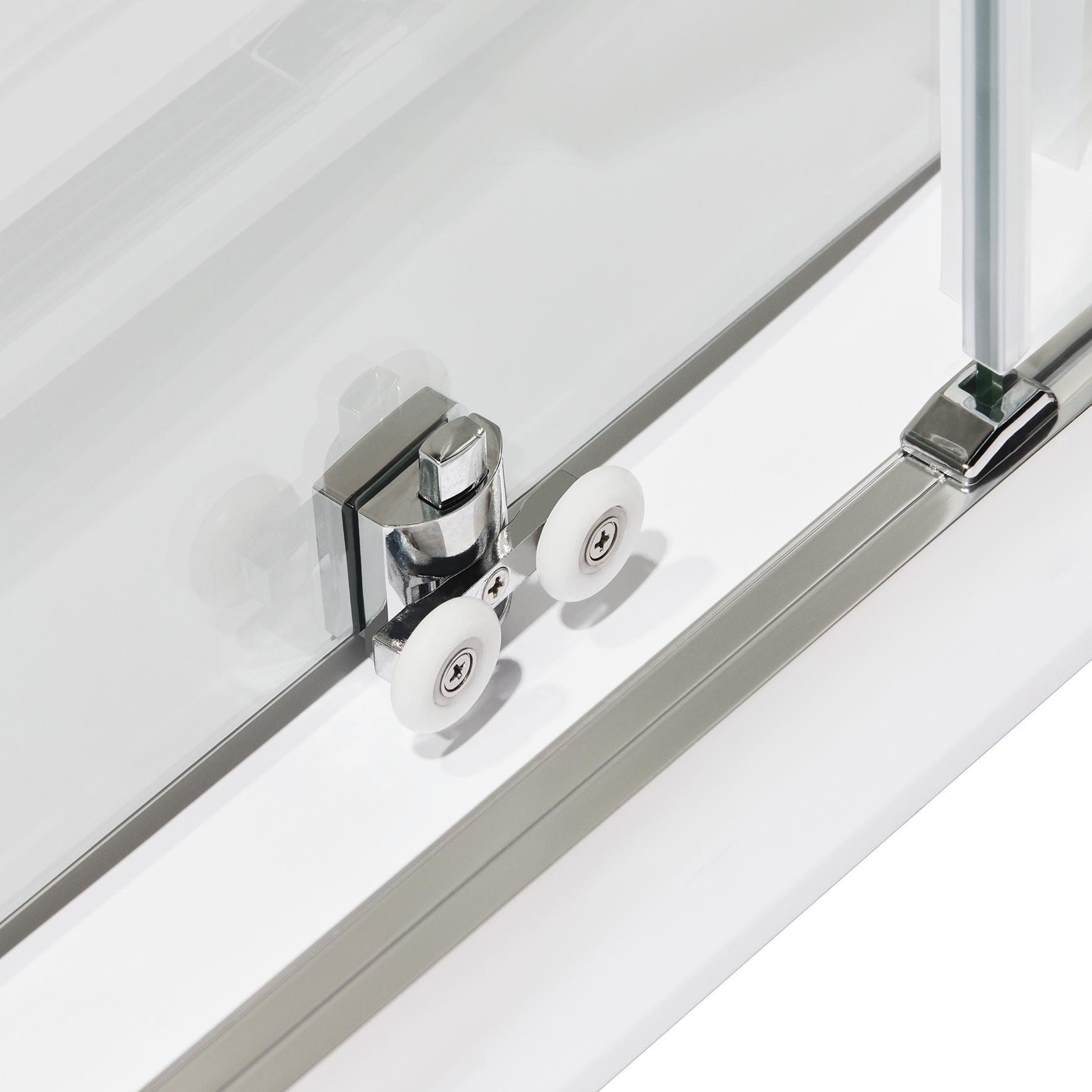 Porta doccia scorrevole Quad 100 cm, H 190 cm in vetro, spessore 6 mm serigrafato silver - 2