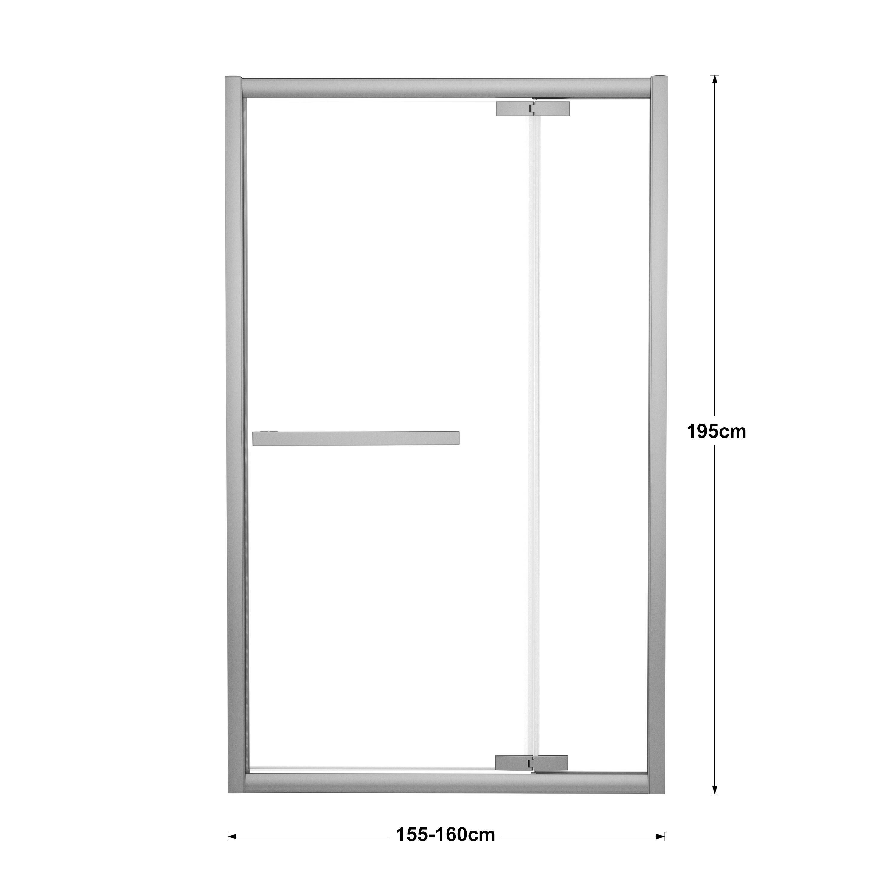 Porta doccia battente Namara 160 cm, H 195 cm in vetro temprato, spessore 8 mm trasparente silver - 2