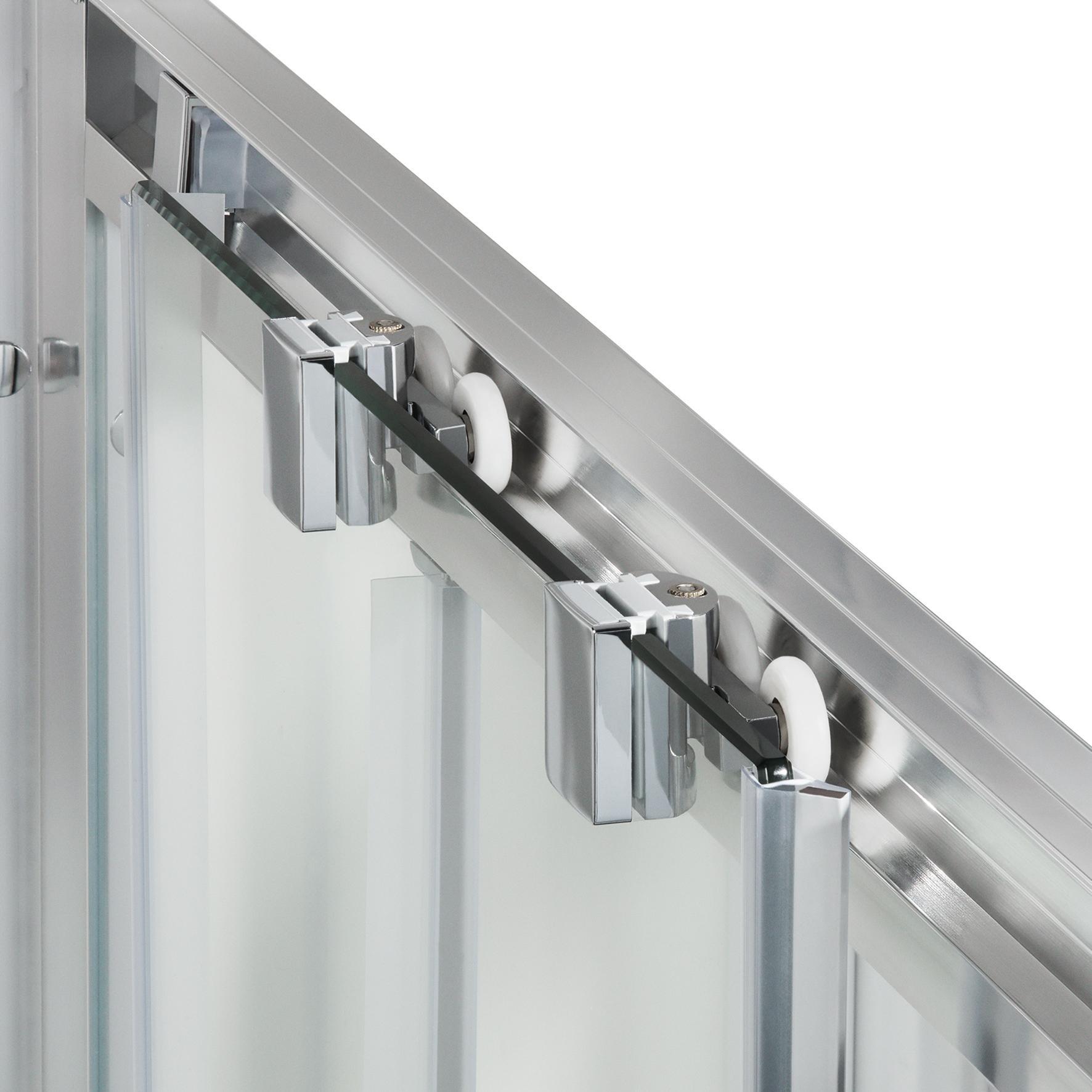 Porta doccia scorrevole Quad 100 cm, H 190 cm in vetro, spessore 6 mm serigrafato silver - 8