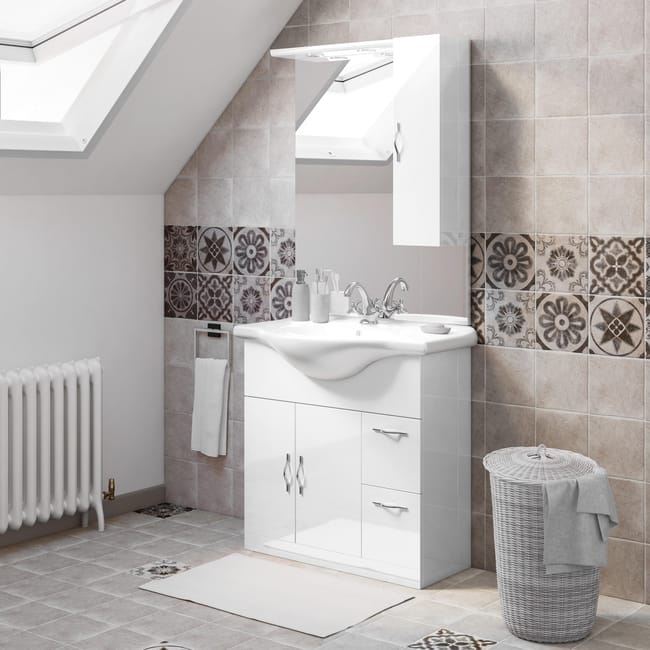 Mobile Bagno Blanca Bianco Lucido L 85 Cm Leroy Merlin Leroy Merlin Bagno Arredo