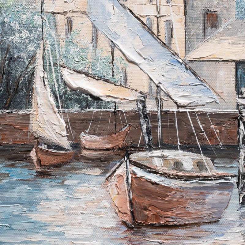 Dipinto su tela Barche in baia 30x30 cm