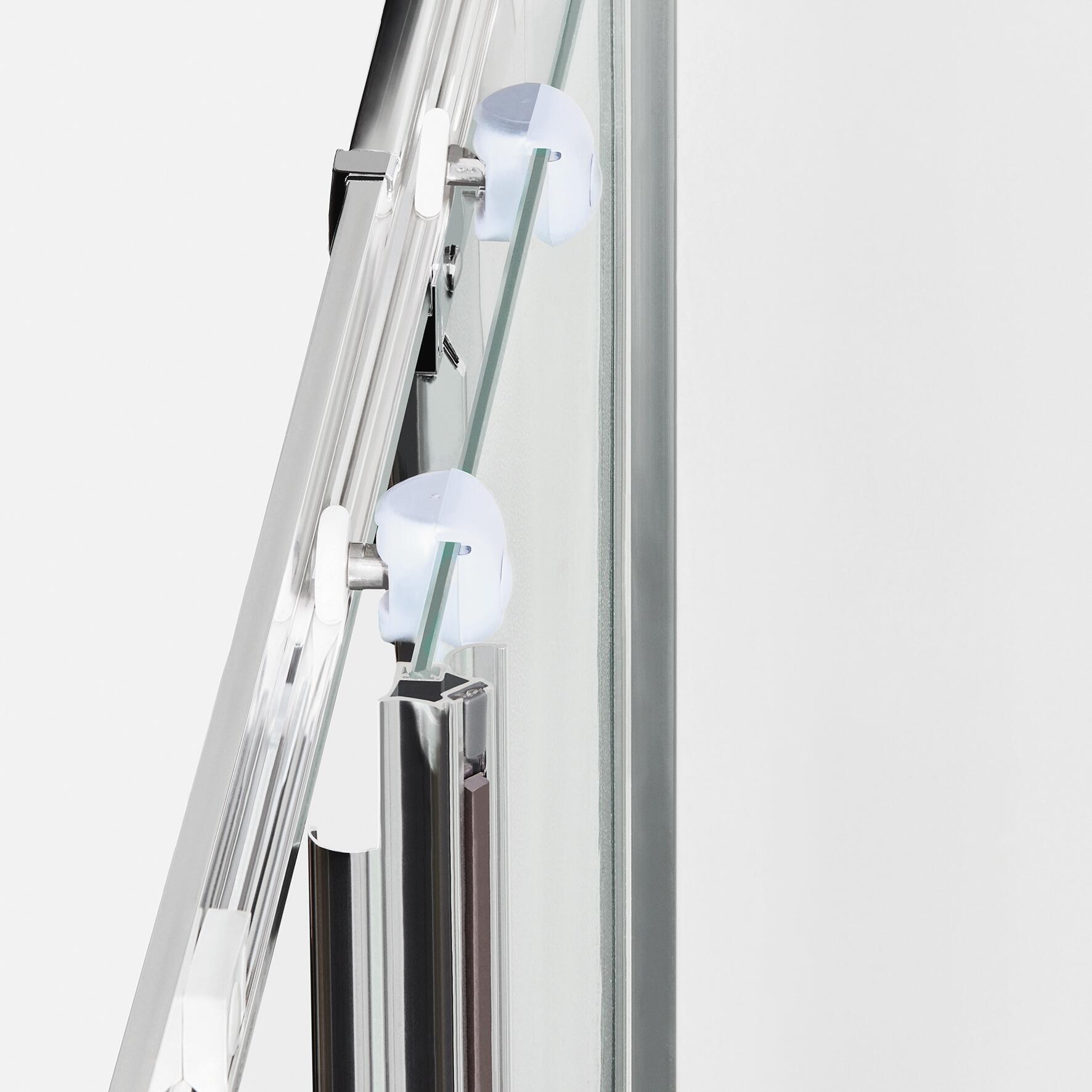 Box doccia semicircolare scorrevole Nerea 90 x 90 cm, H 185 cm in vetro temprato, spessore 4 mm vetro di sicurezza piumato argento - 4
