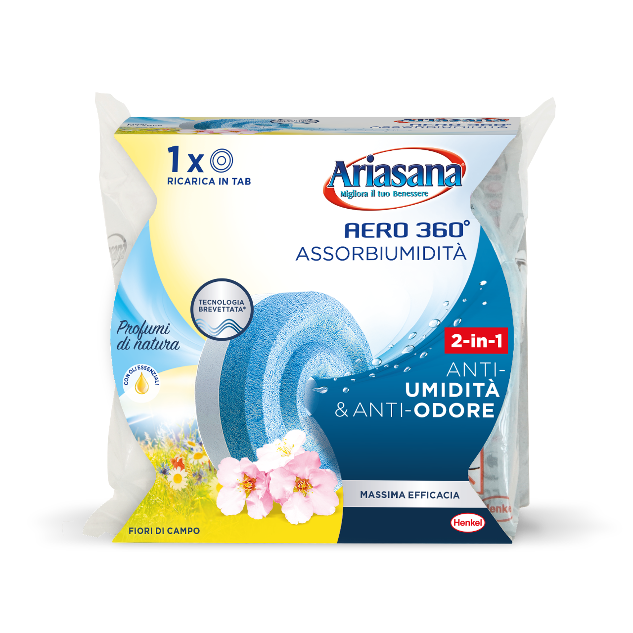 Assorbi umidità KIT + TAB inodore ARIASANA Aero 360 deumidificatore con 2 ricariche