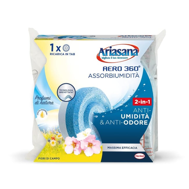 Assorbi umidità KIT + TAB inodore ARIASANA Aero 360 deumidificatore con 2 ricariche Assorbi umidità KIT + TAB inodore ARIASANA Aero 360 deumidificatore con 2 ricariche