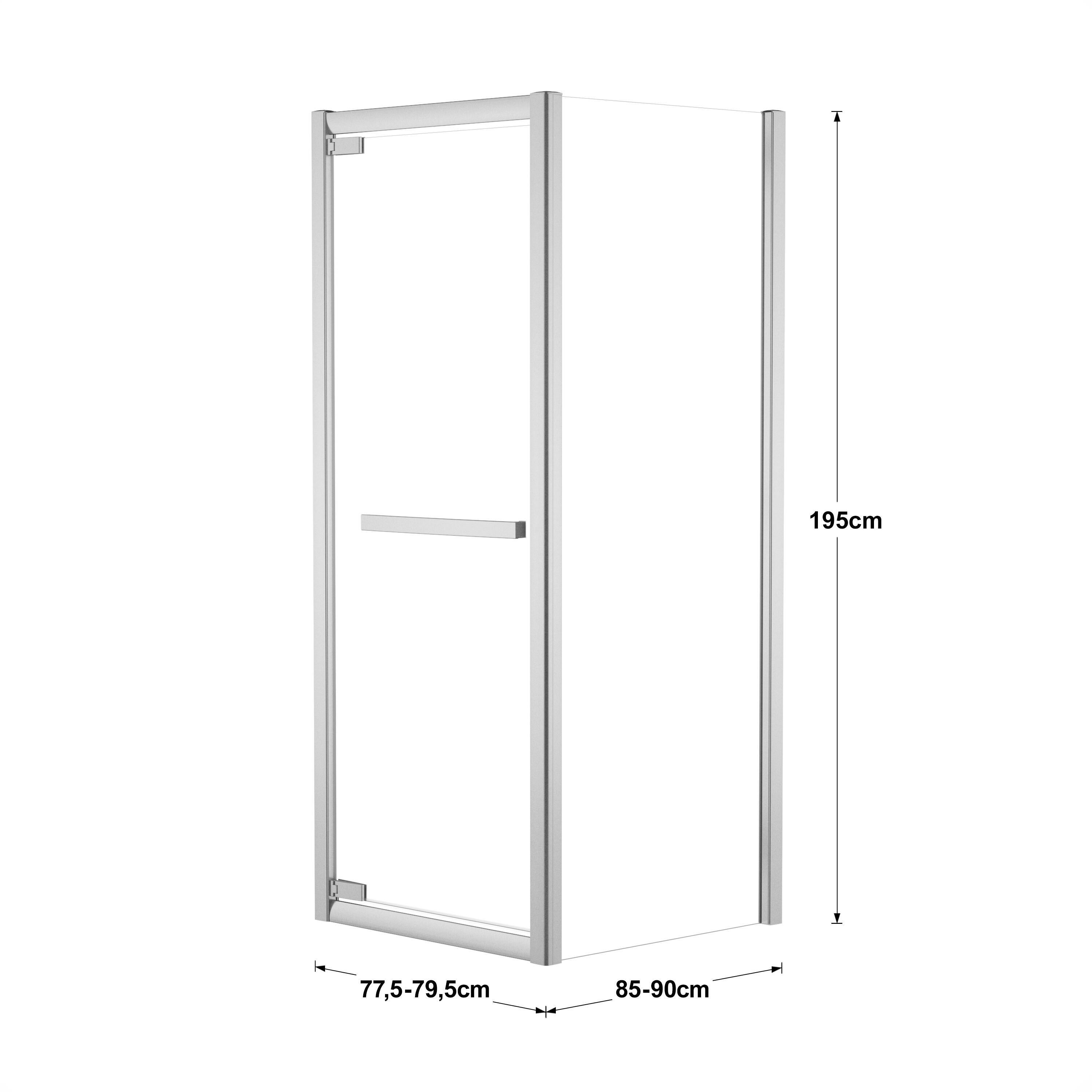 Porta doccia rettangolare Namara 90 x 80 cm, H 195 cm in vetro temprato, spessore 8 mm trasparente argento - 5