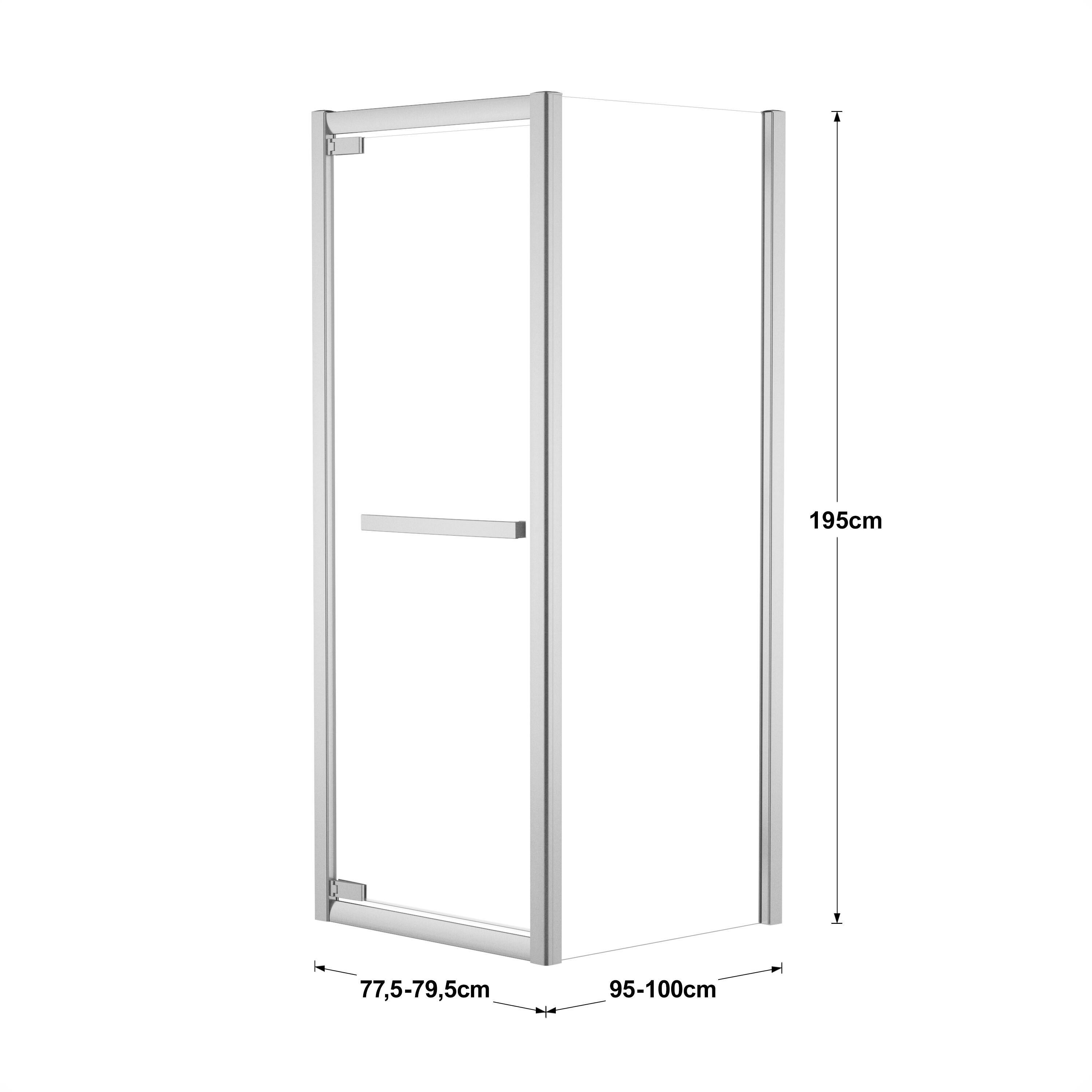 Porta doccia rettangolare Namara 100 x 80 cm, H 195 cm in vetro temprato, spessore 8 mm trasparente argento - 5
