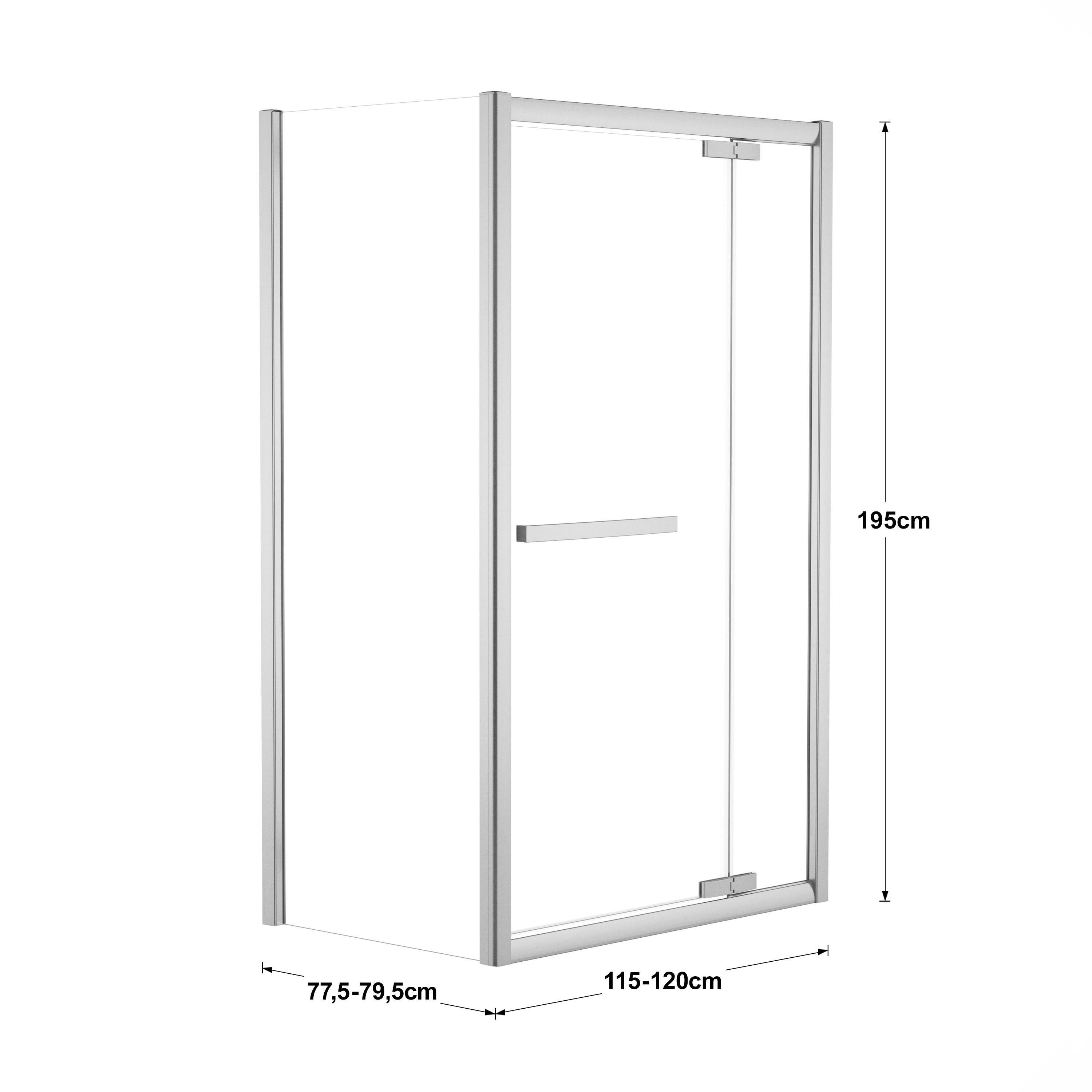 Porta doccia rettangolare Namara 120 x 80 cm, H 195 cm in vetro temprato, spessore 8 mm trasparente argento - 4