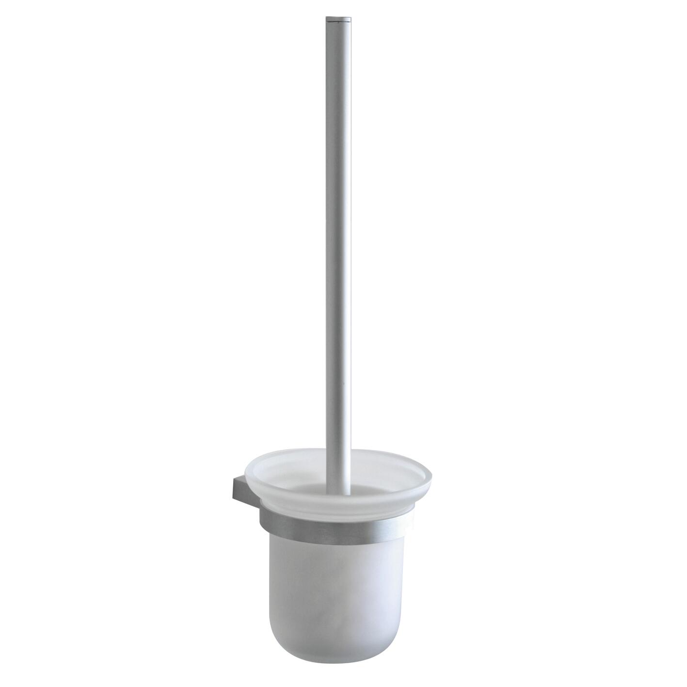 Porta scopino wc a muro Ice in vetro supporto grigio e trasparente