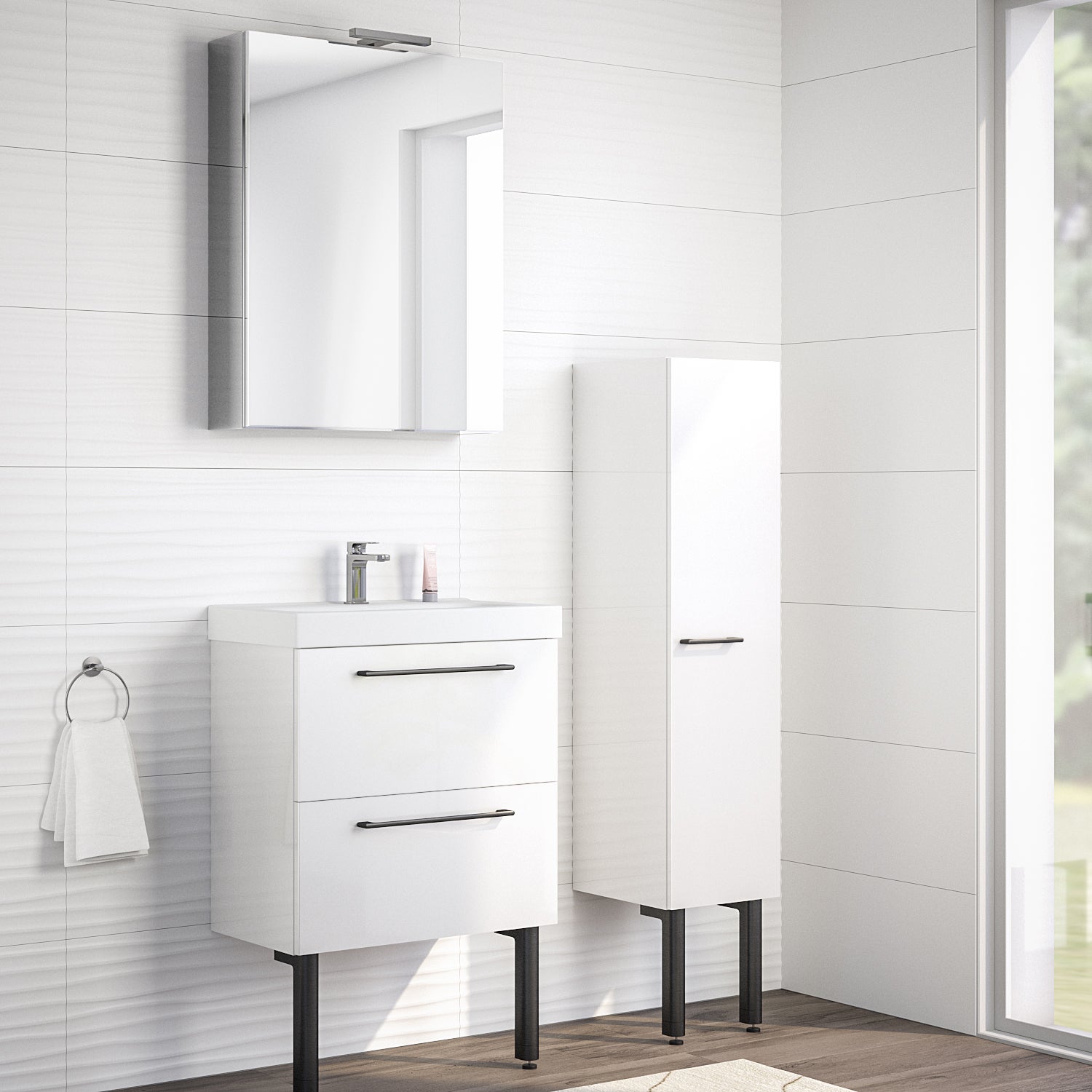 Mobile bagno Remix bianco lucido L 60 cm