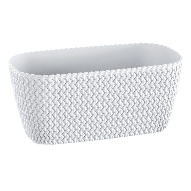 Vaso Rotondo Prosperplast Splofy 28,2L - Plastica Bianco, Effetto Tessuto, 39,1x33 Cm, Per Piante Da Interno/Esterno