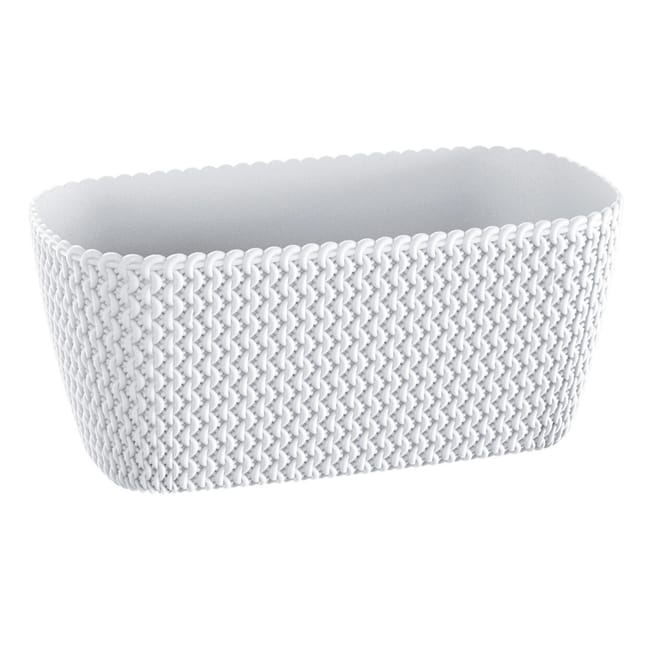 Vaso Rotondo Prosperplast Splofy 28,2L - Plastica Bianco, Effetto Tessuto, 39,1x33 Cm, Per Piante Da Interno/Esterno