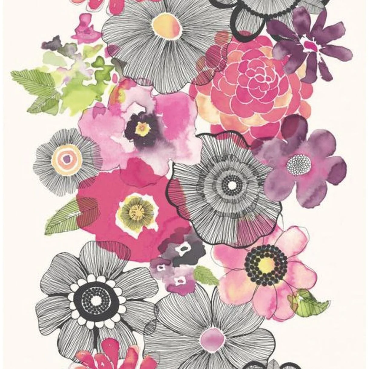 Carta Da Parati Fiore Stilizzato Rosa 53 Cm X 10 M Leroy Merlin