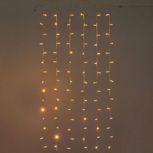 Tenda luminosa 144 lampadine led bianco caldo H 3 x L 300 cm - 1
