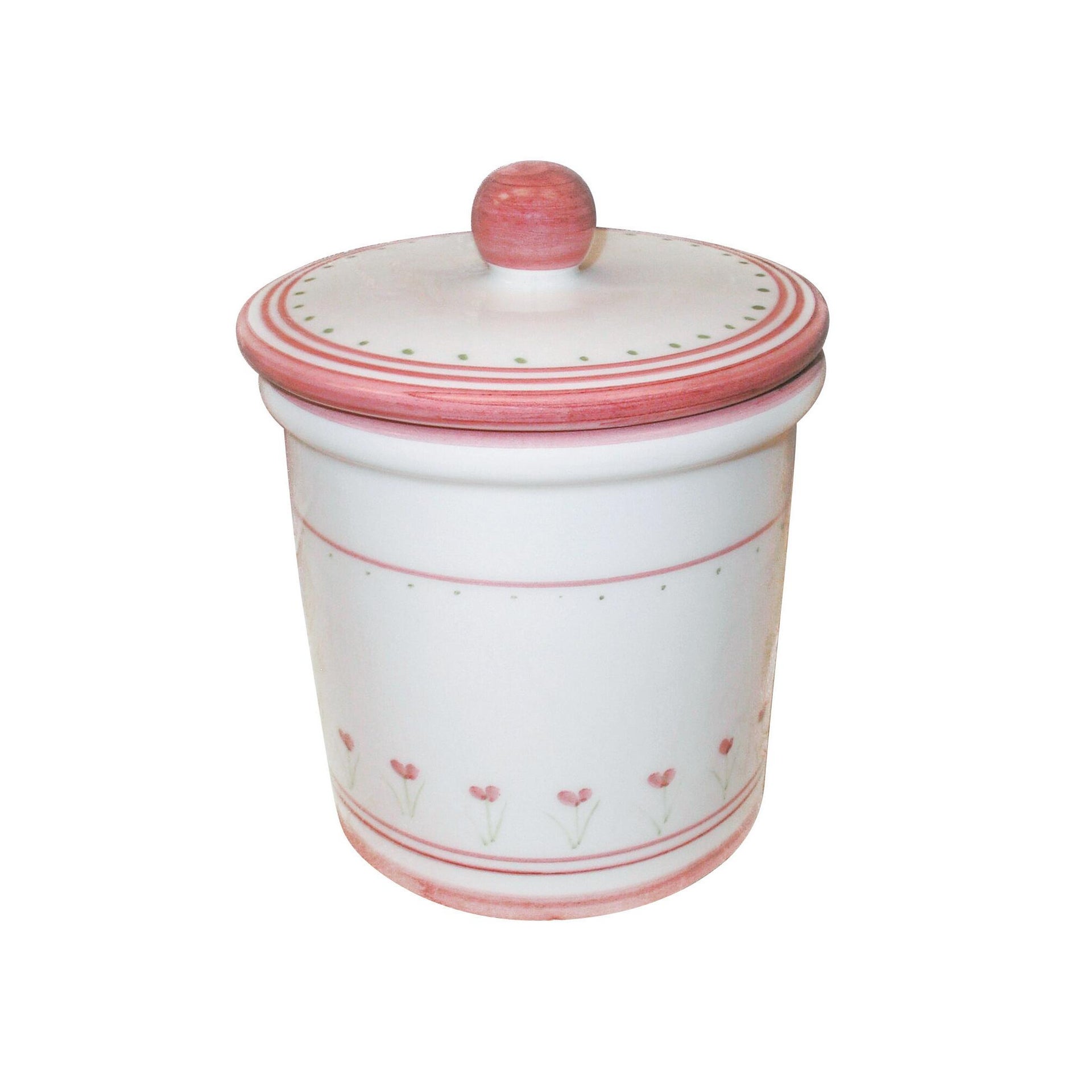 Porta cotone Decoro 198/r in ceramica rosa verde