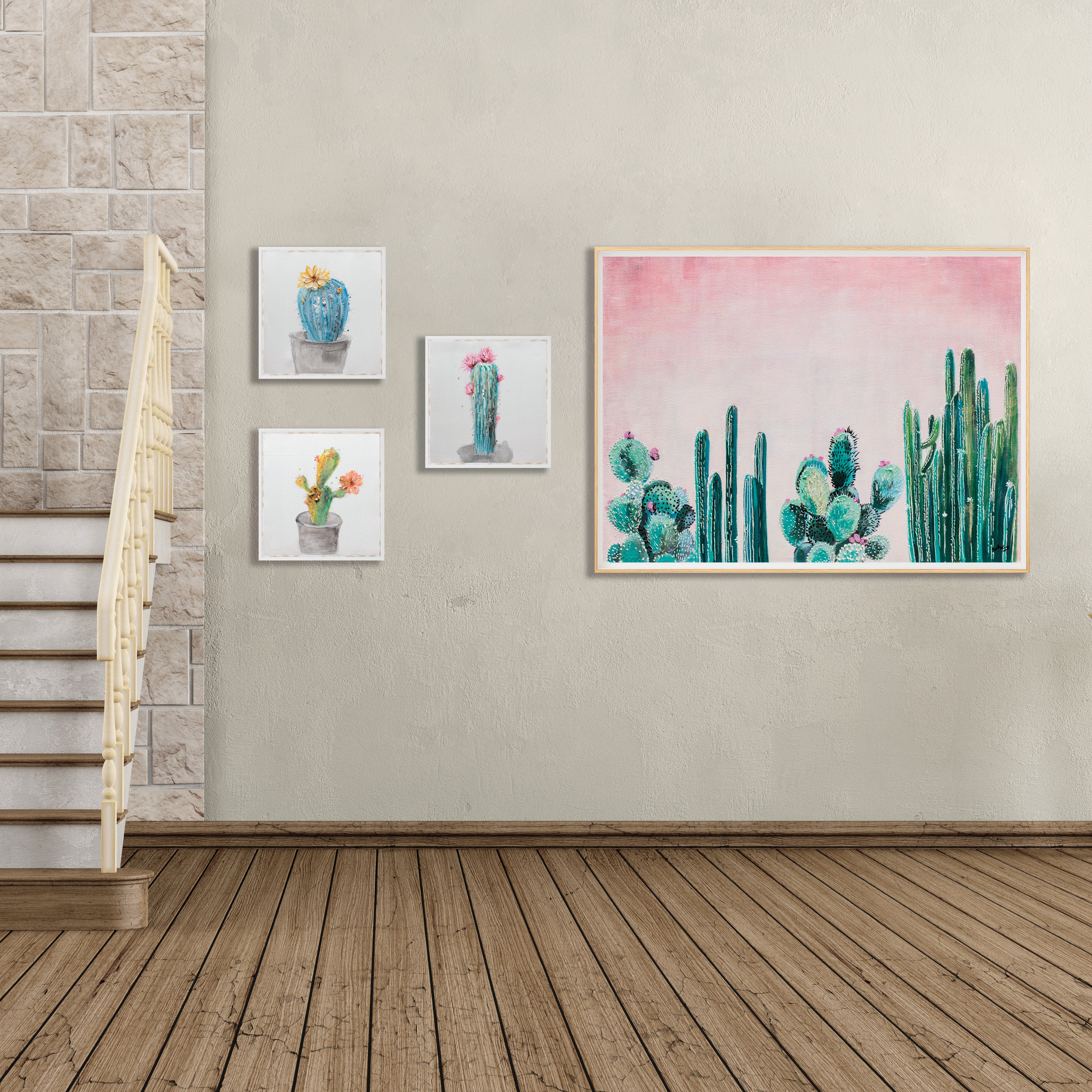 Dipinto incorniciato su tela Cactus 34.6x34.6 cm | Leroy Merlin
