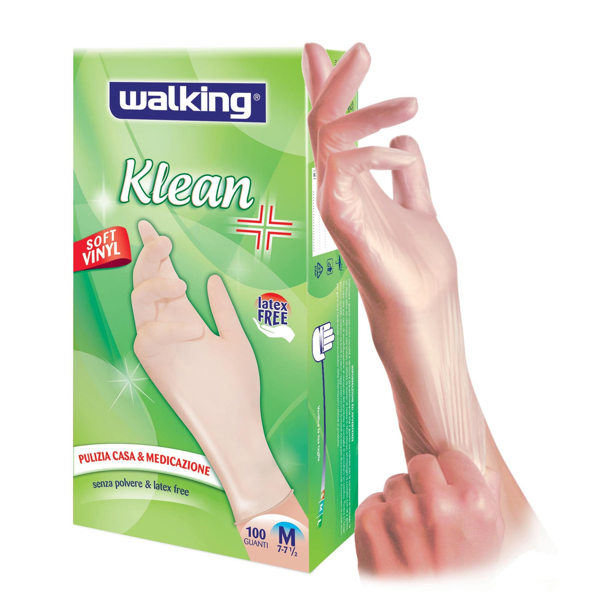 Guanti in vinile WALKING Klean 8 / M , 100 pezzi