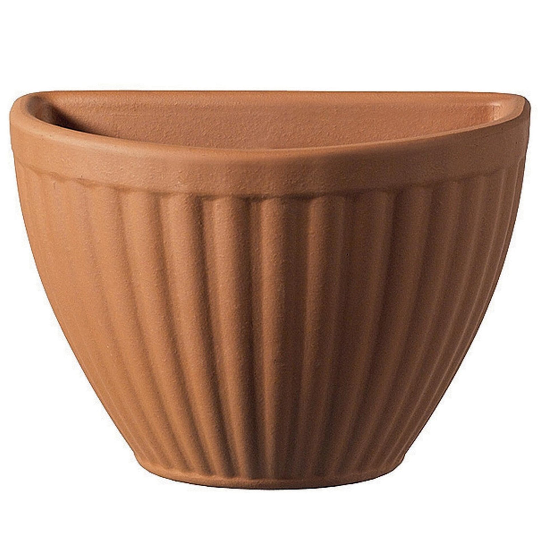 Vaso Rigata in terracotta colore cotto H 17 cm, L 25 x P 12 cm