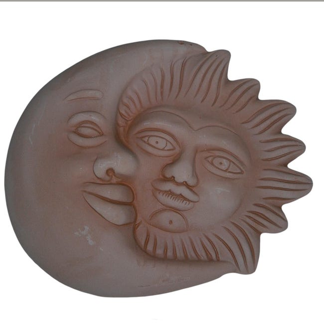 Decorazione in terracotta Sole e Luna L 22 x H 26 cm - 1