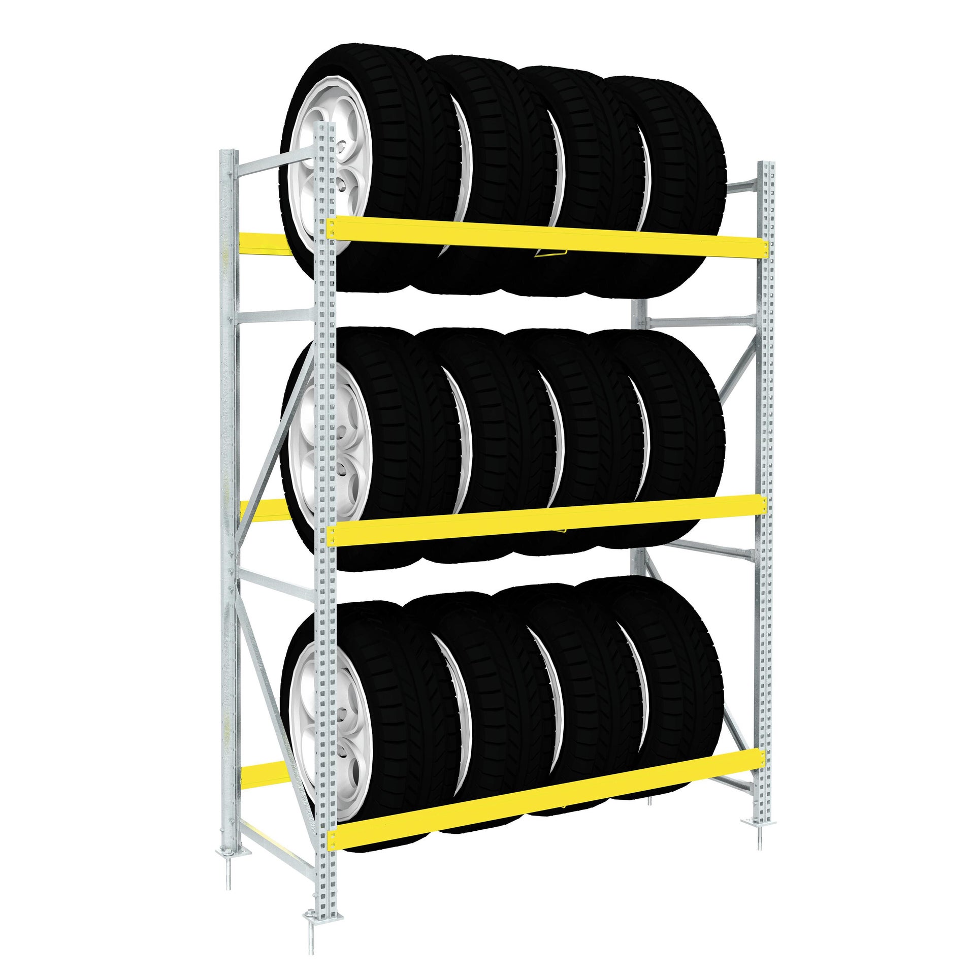 Scaffale in metallo in kit portagomme L 100 x P 50 x H 195 cm giallo