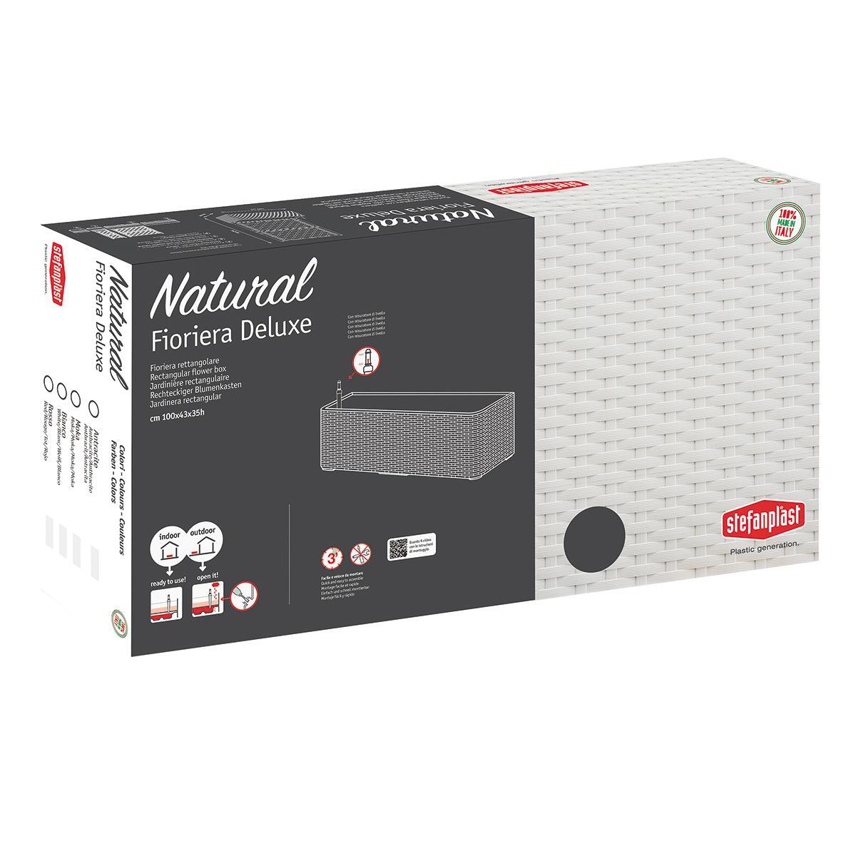 Cassetta portafiori Natural Deluxe in plastica colore bianco H 33 x L 100 x P 43 cm - 6