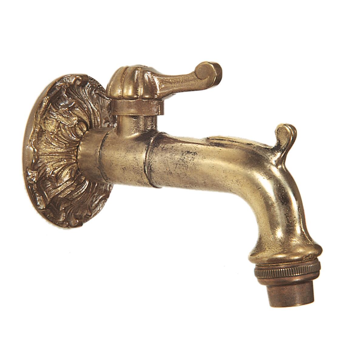 MD Technic Rubinetto Da Esterno Nostalgico Con Maniglia A Uccellino: Ottone Opaco, Attacco 1/2" E Beccuccio 3/4" Per Giardino