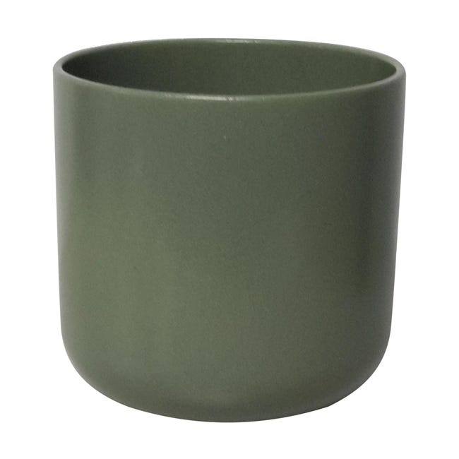 Vaso Cilindro ALMAS S.A. in ceramica colore verde scuro H 17 cm, Ø 19 cm - 1