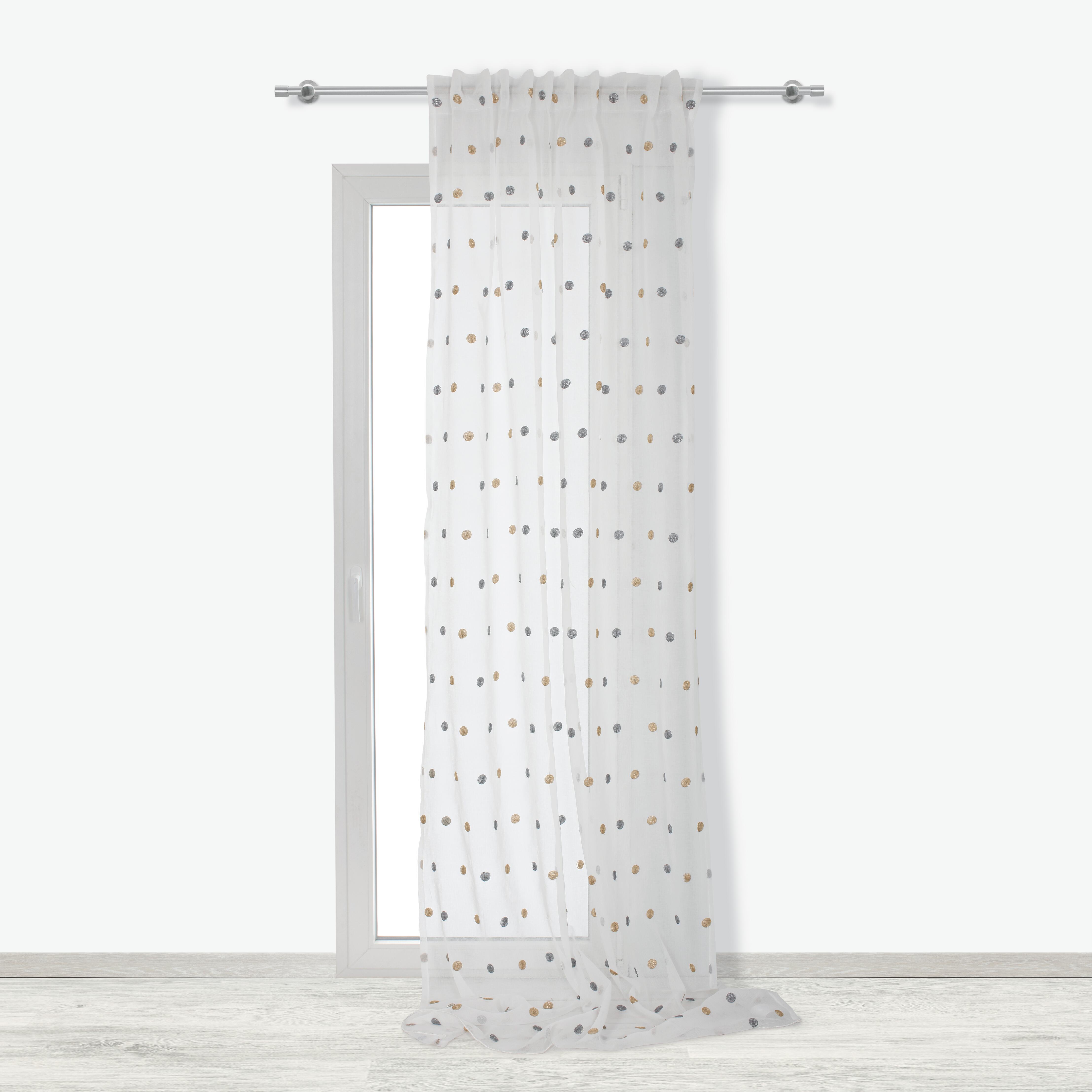 Home Fashion Tenda Samira In Voile Trasparente - 245x140 Cm, Bianco, Con Passanti, 100% Poliestere