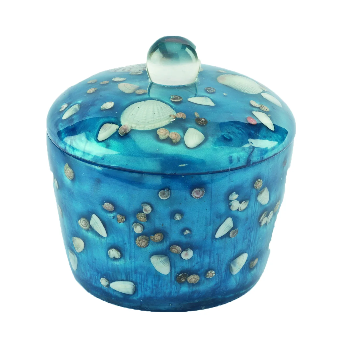 Porta cotone Antille in resina azzurro