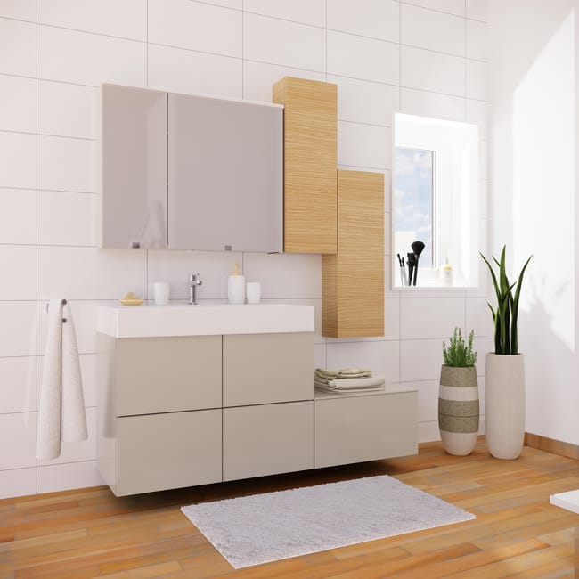 Mobile Da Bagno Sotto Lavabo L 60 X P 48 X H 33 Cm In Mdf Grigio Leroy Merlin Sottolavabo Bagno Leroy Merlin