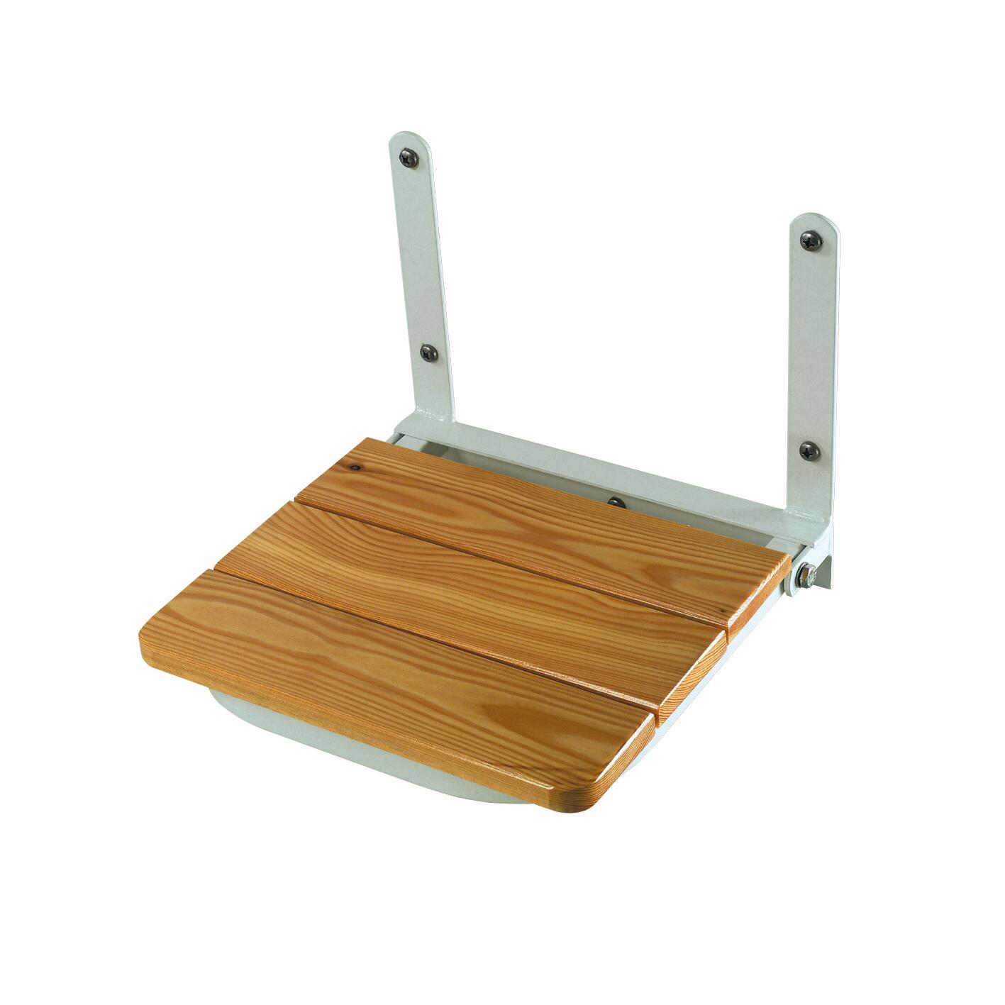 Sedile Per Doccia Pieghevole In Massello Di Larice - Portata 110kg, Certificato TUV GS, Made In Italy