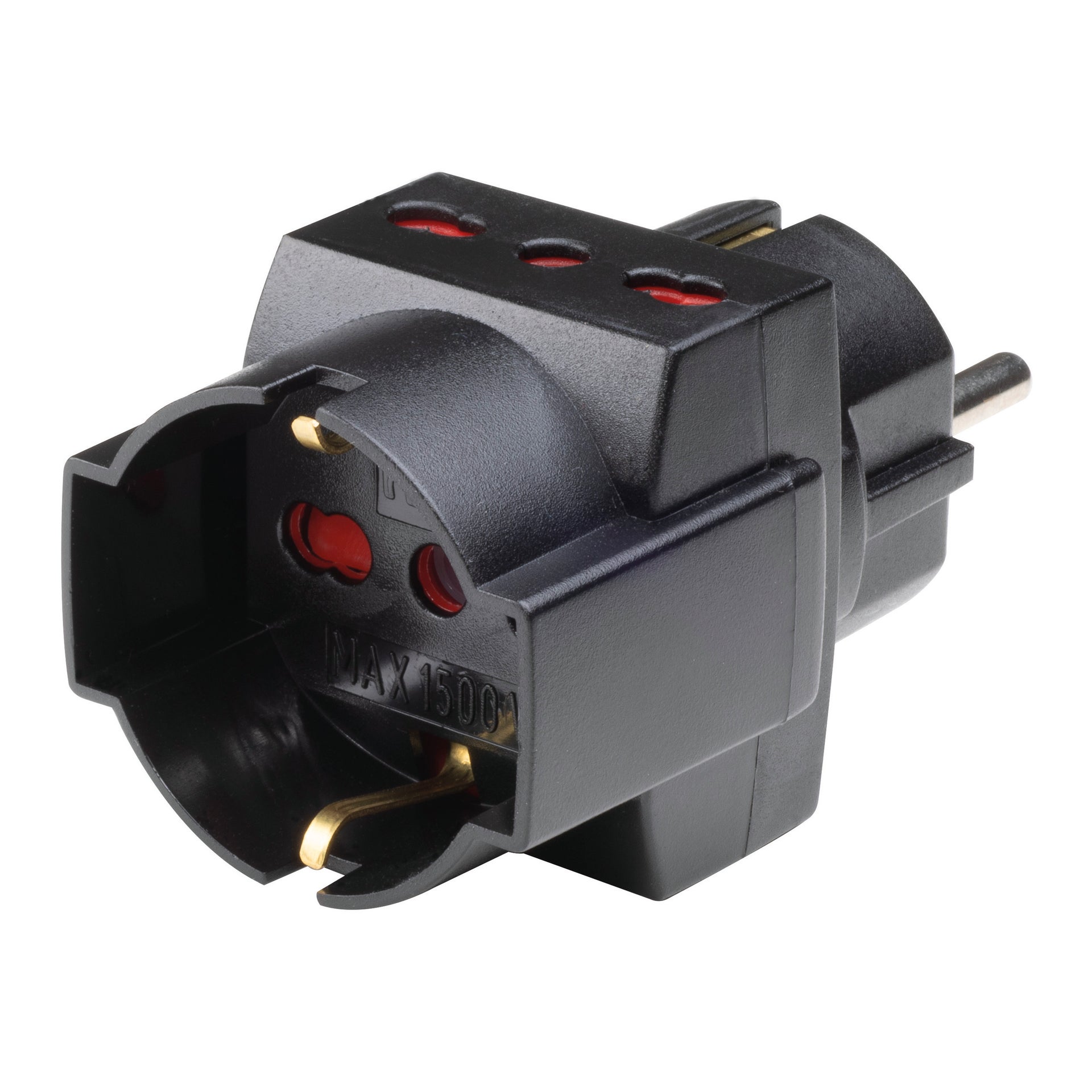 Adattatore ROSI 10A/16A Bipasso Schuko nero