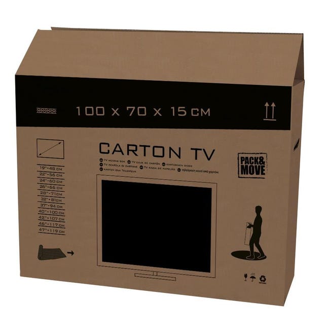 Scatola da imballaggio per TV 2 onde H 70 x L 100 x P 15 cm - 1