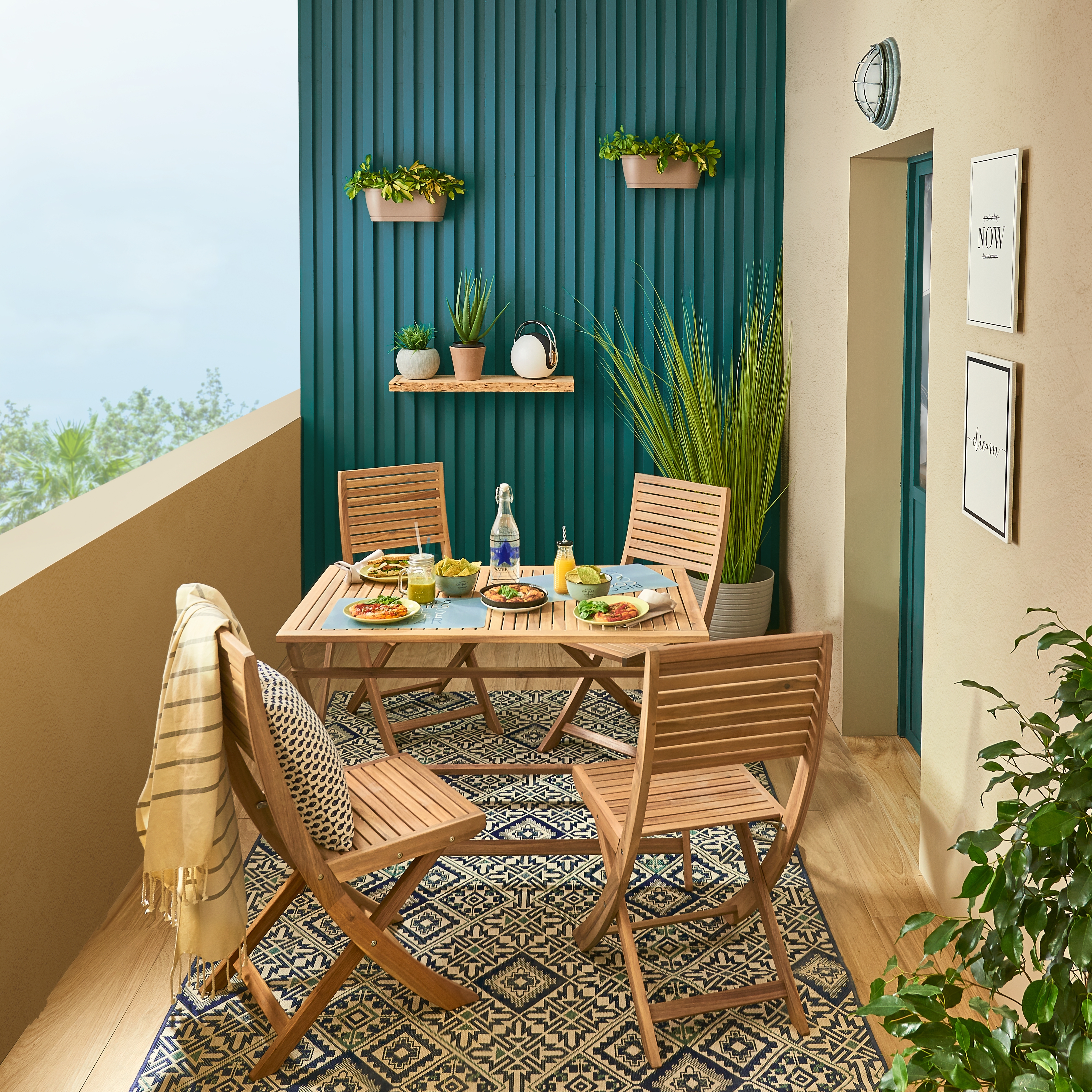 Tavolo da giardino rettangolare Solis NATERIAL con piano in legno L 70 x L 114 cm - 16